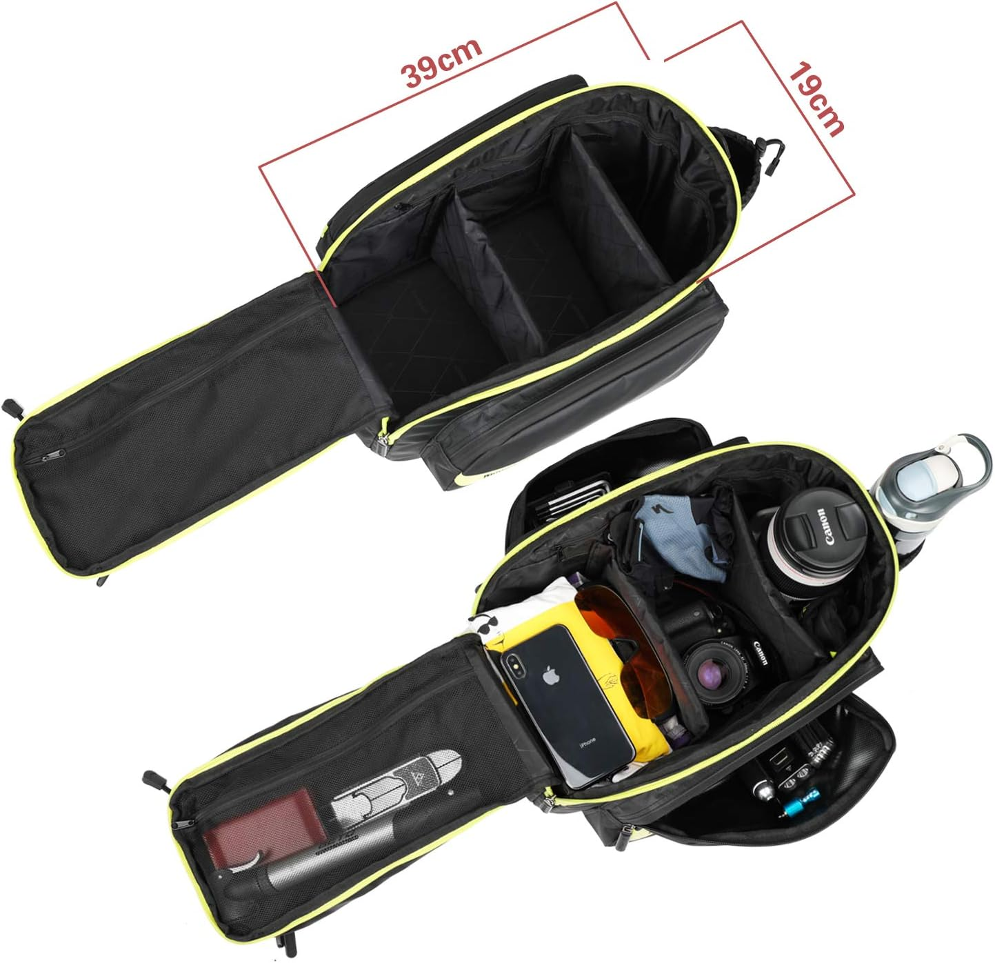 Rhinowalk Bike Bag Bike Trunk Bag Bike Pannier Bag 17L for Bicycle Cargo Rack Saddle Bag Shoulder Bag Laptop Pannier Rack Bicycle Bag Professional Cycling Accessories-Black image number 1