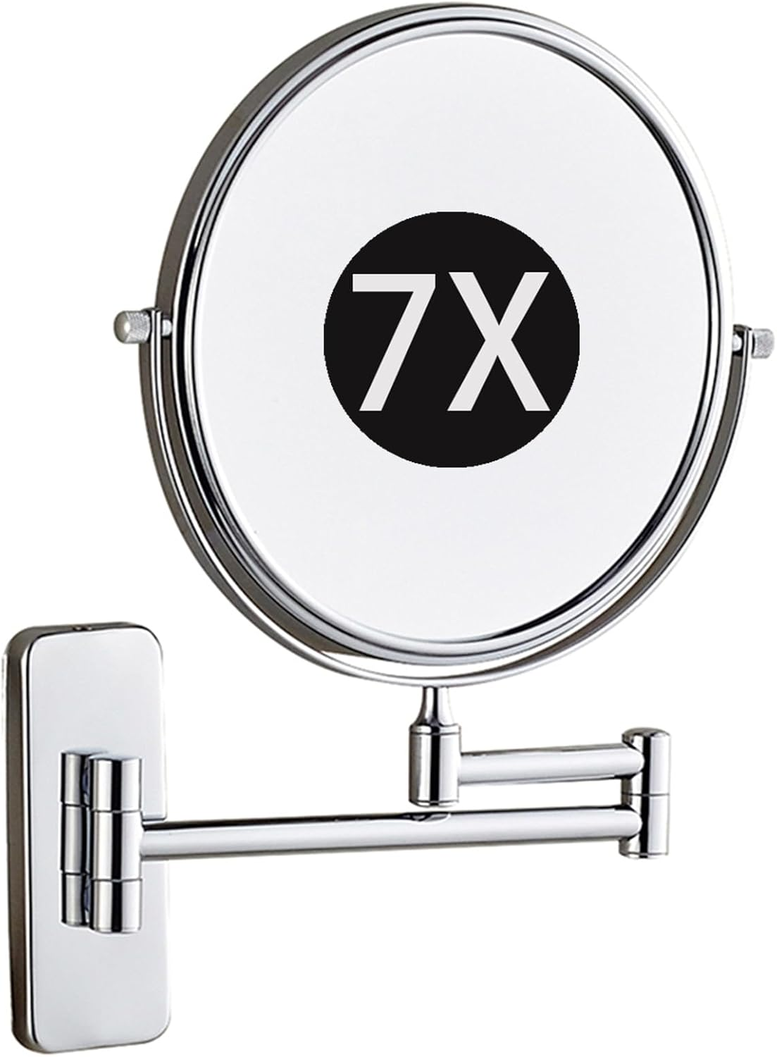8" Wall Mounted Makeup Mirror with Magnification, Double Sided Magnifying Mirror, Extendable Cosmetic Vanity Mirror for Bathroom,Chrome,7X image number 5
