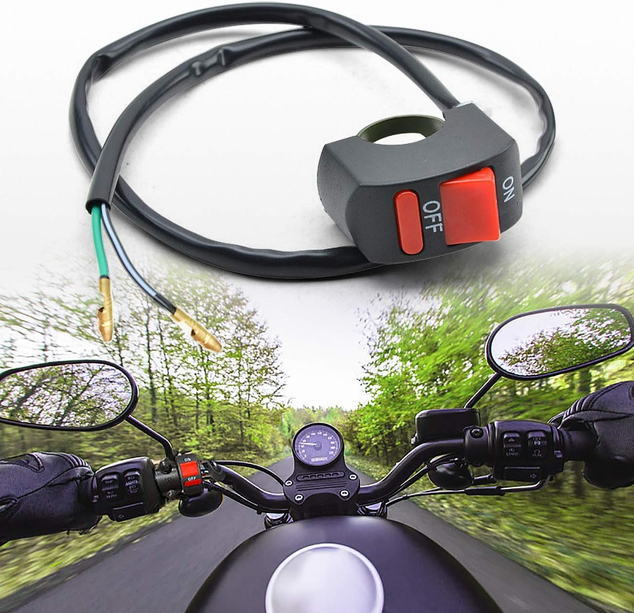 Motorcycle Light Handlebar Switch with on off Button Push Button Bicycle Motorcycle Tuning Part Toggle Switch for U5 U7 U2 LED Headlight Scooter Electrombile image number 2