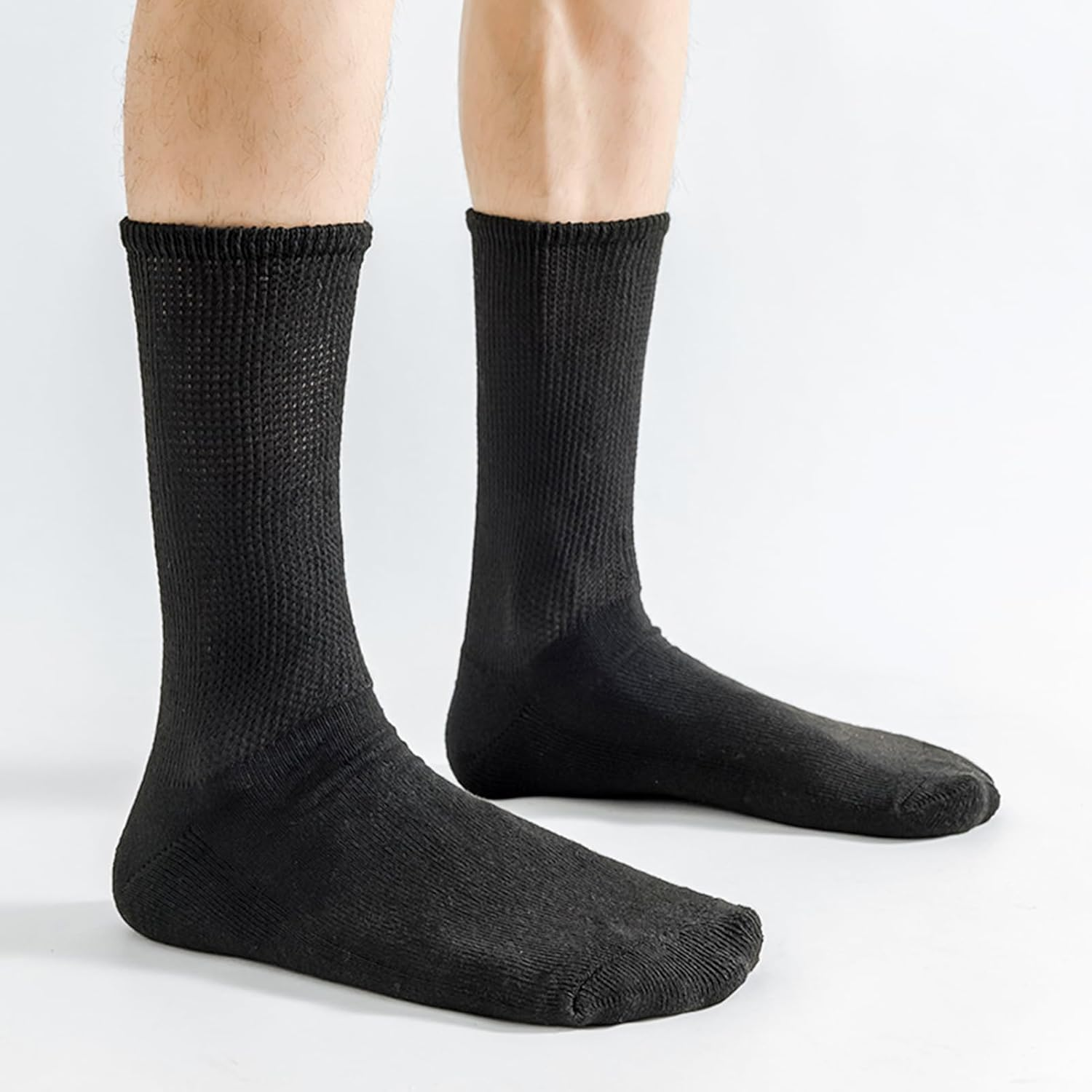 Men Diabetic Socks Extra Wide Non Binding Athletic Socks for Diabetic Foot Care Crew Sock Moisture Wicking Comfort Thick Ankles for Swollen Feet,5 Pairs image number 1