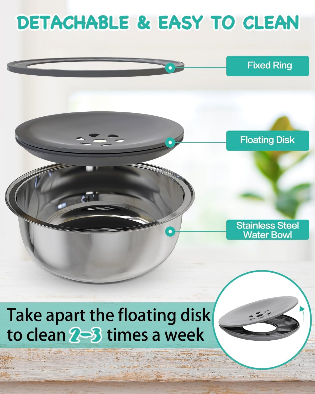 SCHITEC Dog Water Bowl 3.5L Stainless Steel No Spill Dog Bowl Large Capacity Slow Water Feeder, Spill Proof Dog Bowl Pet Water Dispenser Vehicle Carried Travel Slow Drinking Water Bowl for Dogs image number 6