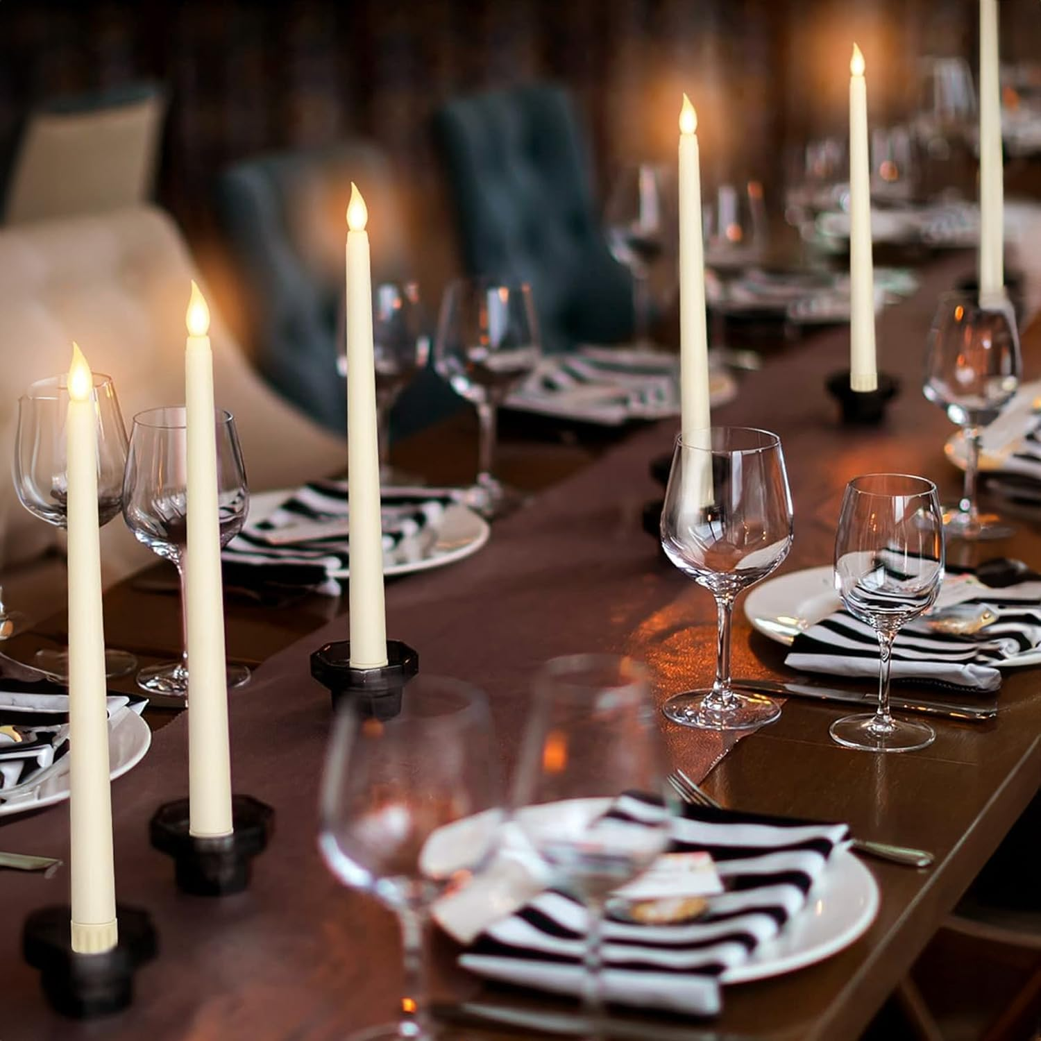 LED Flameless Candles Taper Flickering with 10-Key Remote Battery Operated Window Candles Lights Set of 6 Led Warm 3D Wick Light for Christmas Diwali Home Wedding Decor image number 3