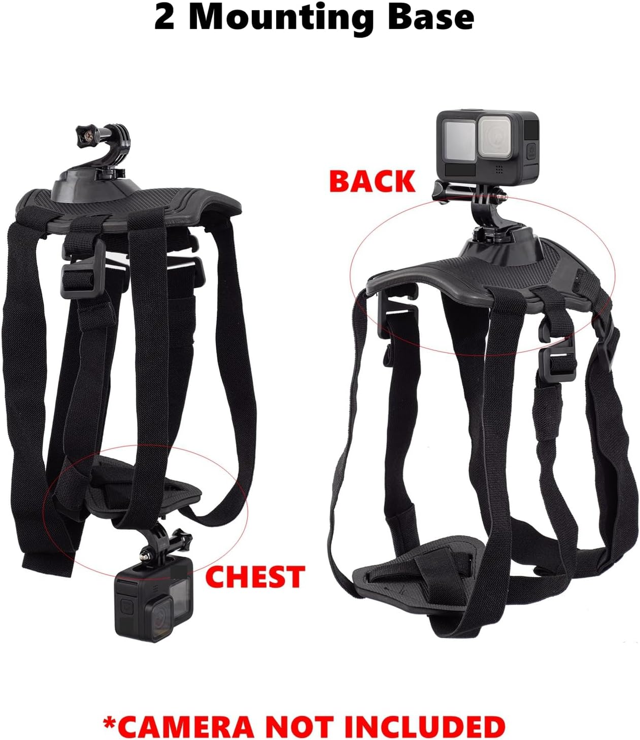 Dog Harness Mount for Gopro, Soft and Adjustable Dog Harness Vest with 2 Mouting Base Pet Chest and Back Fixation for Gopro Hero All Models, Suitable for Small Medium Large Dogs image number 1