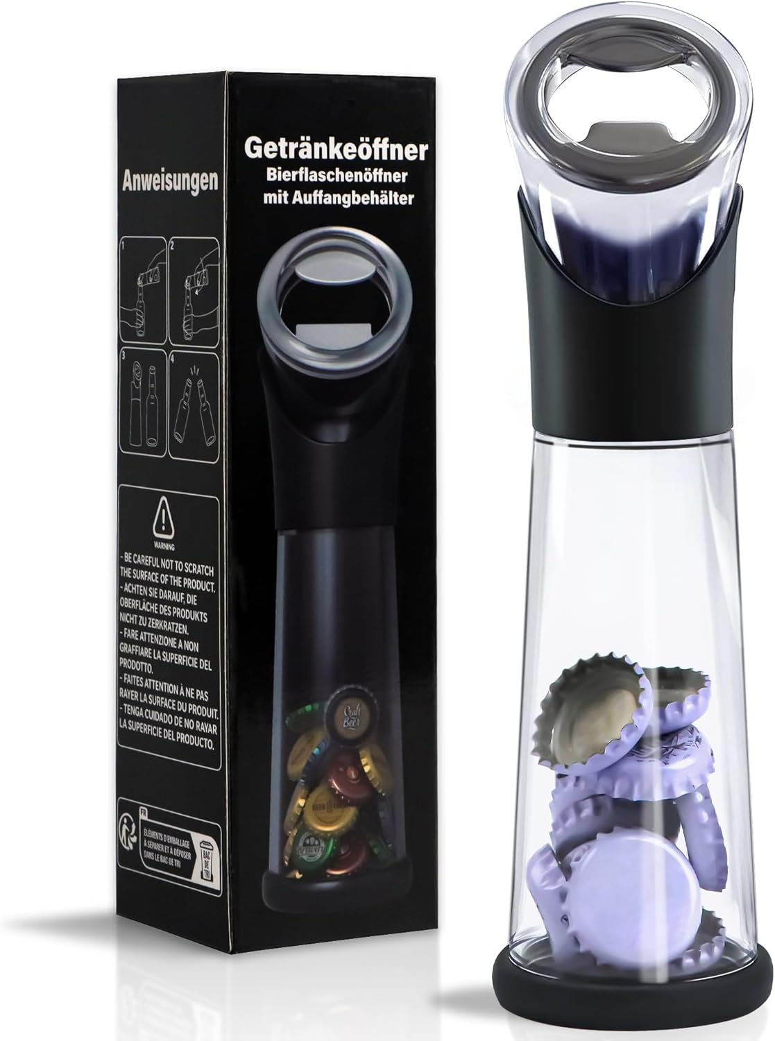 Bottle Opener with Collection Container, Gifts for Men Beer Opener Funny Beer Bottle Opener Beer Gift, Bottle Cap Collector for Beer Bar Kitchen Outdoor image number 1