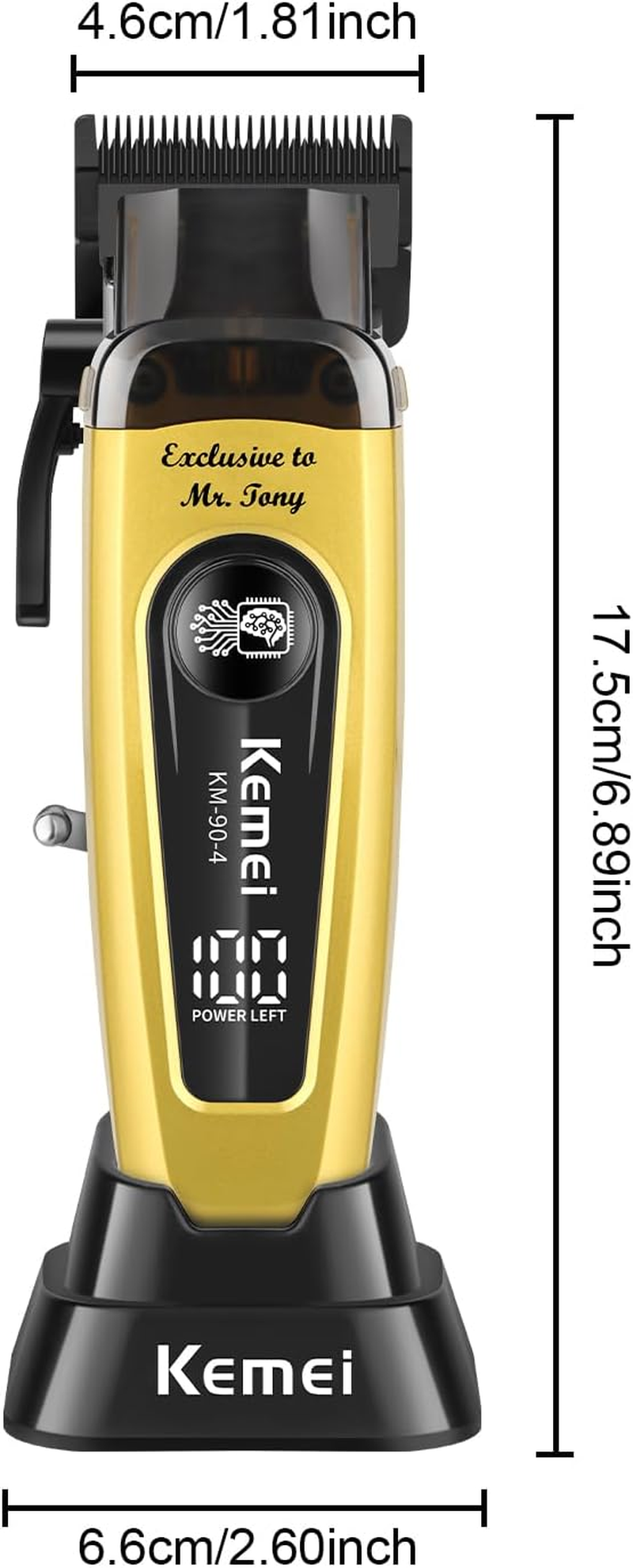 KEMEI KM-90-4 Professional Hair Clipper for Men Cord/Cordless Hair Cutting Kits, Hair & Beard Trimmer, Adjustable Blade Barber Clippers with USB Rechargeable, Gift for Men image number 3