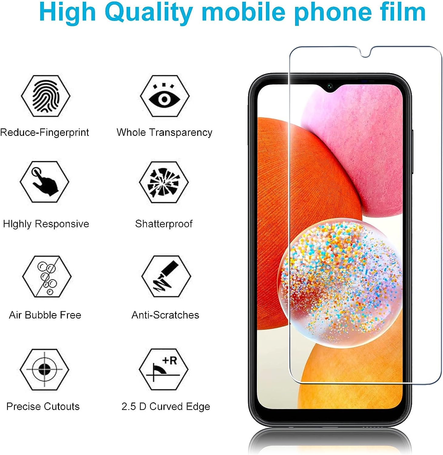 Didisky Case for Samsung Galaxy A14 4G/5G with 3 Pack Tempered Glass Protector,Soft Silicone Transparent TPU [Cover+Tempered Glass] 9H HD Hardness, Screen Protector image number 2