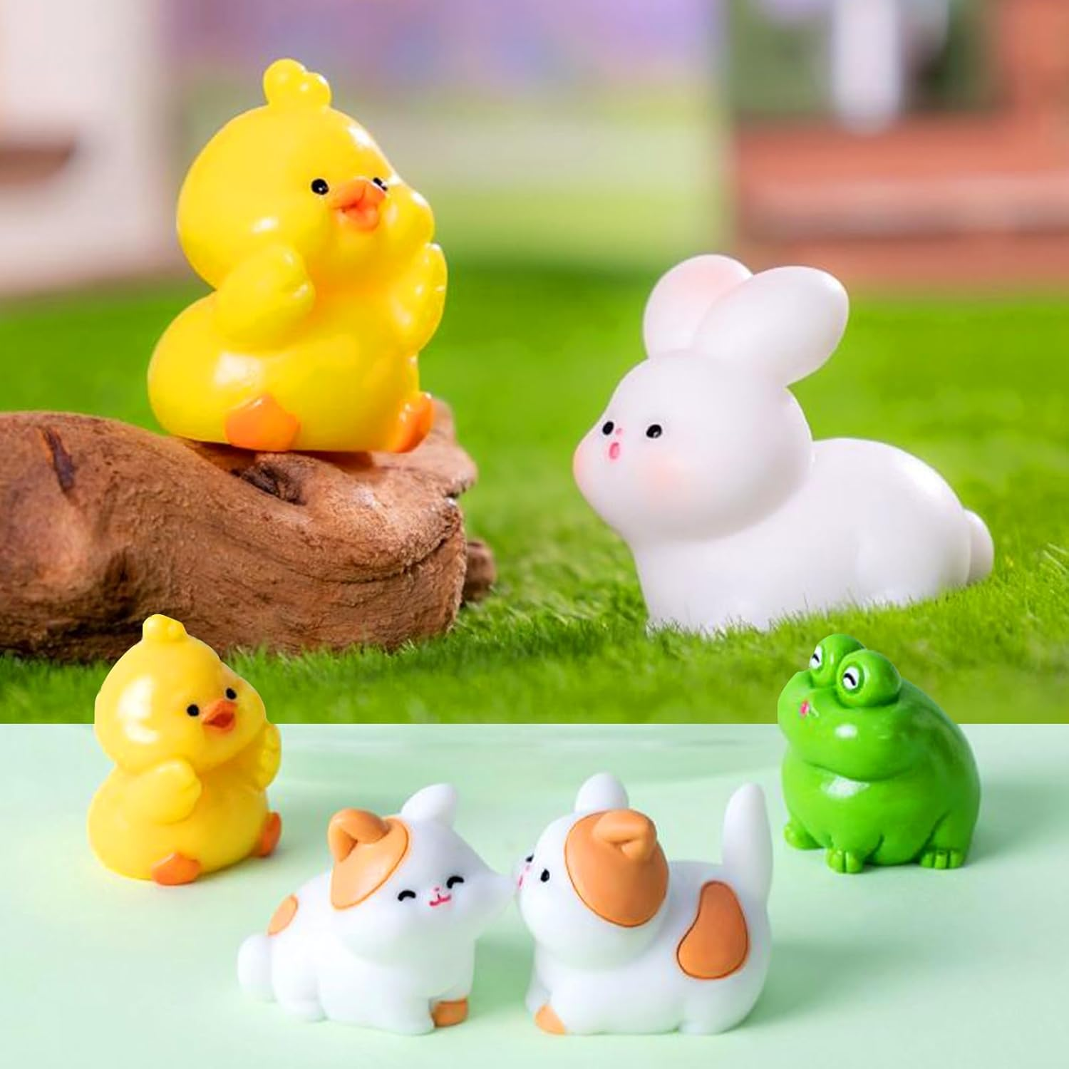 Cute Kiss Face Animal Car Dashboard Decorations, Love Funny Micro Landscape Car Interior Accessories, Kawaii Auto Rearview Mirror Ornaments for Cute Girl Vehicle Interior Desktop Gifts 2Pcs(Frog) - Frog image number 2