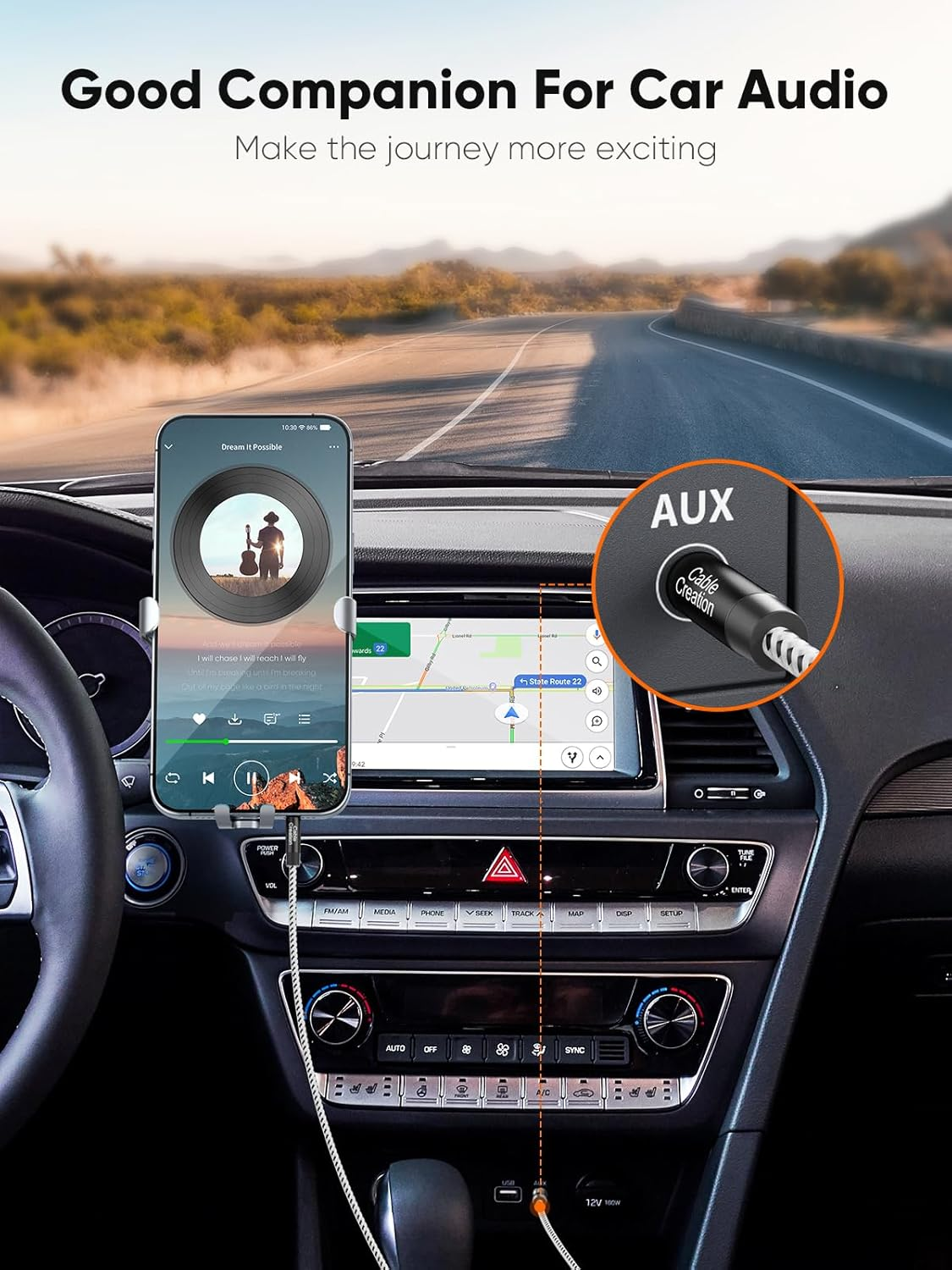 Cablecreation 20FT/6M Aux Cable, 3.5Mm Male to Male, Hi-Fi Sound, Cotton Braided, Tangle-Free, Compatible with Headphone, Speaker, Tablet, Laptop, Echo, Phone & More image number 5