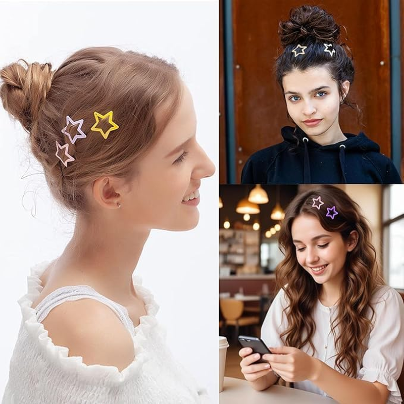 25 Pcs Metal Star Snap Hair Clips Red Cute Small Barrettes Non-Slip Hollow Hairpin Lovely Headpieces Barrettes Hair Accessories for Women Girls image number 1