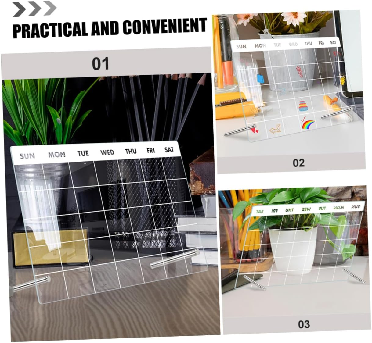 Operitacx 1Set Acrylic Desktop Clear Board Reusable Erasable Memo Board for Weekly Planning Easy to Clean Writing Markers for Office Students and Teachers image number 1