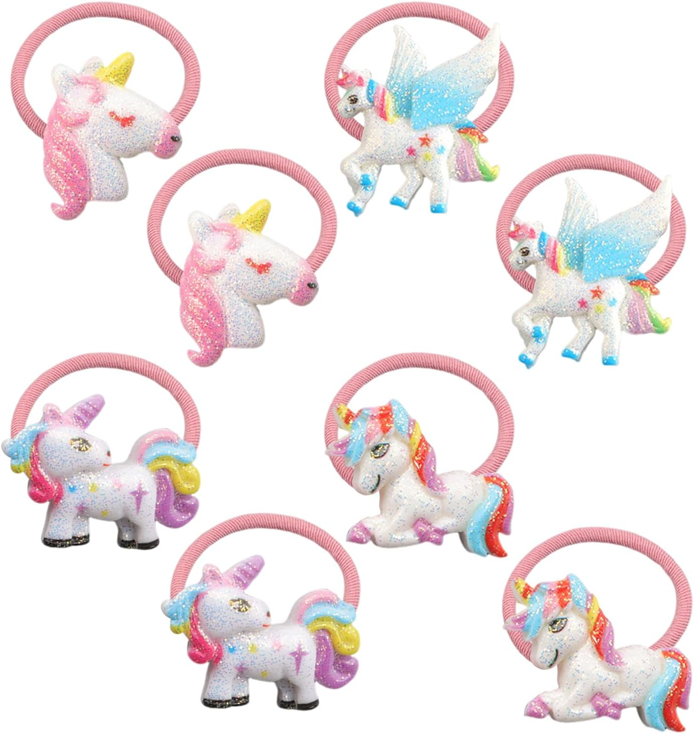 4 Pairs Cartoon Hair Rings, Elastic Headband for Children, Cute Ponytail Headband and Hair Accessories for Girls