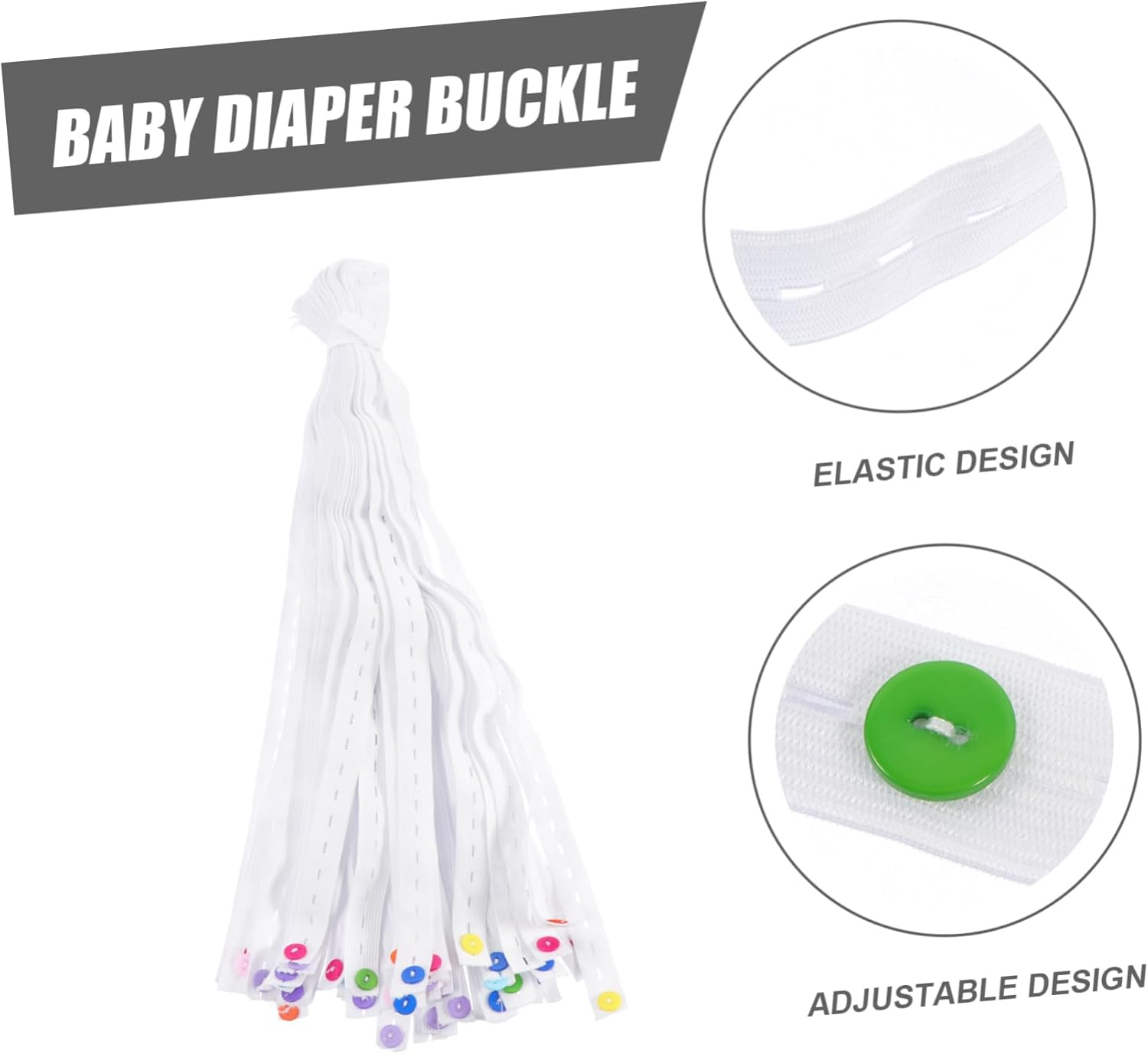 Diaper Fastening Buckles Comfortable Infant Diaper Buckle for Newborn 50Pcs Pack image number 3