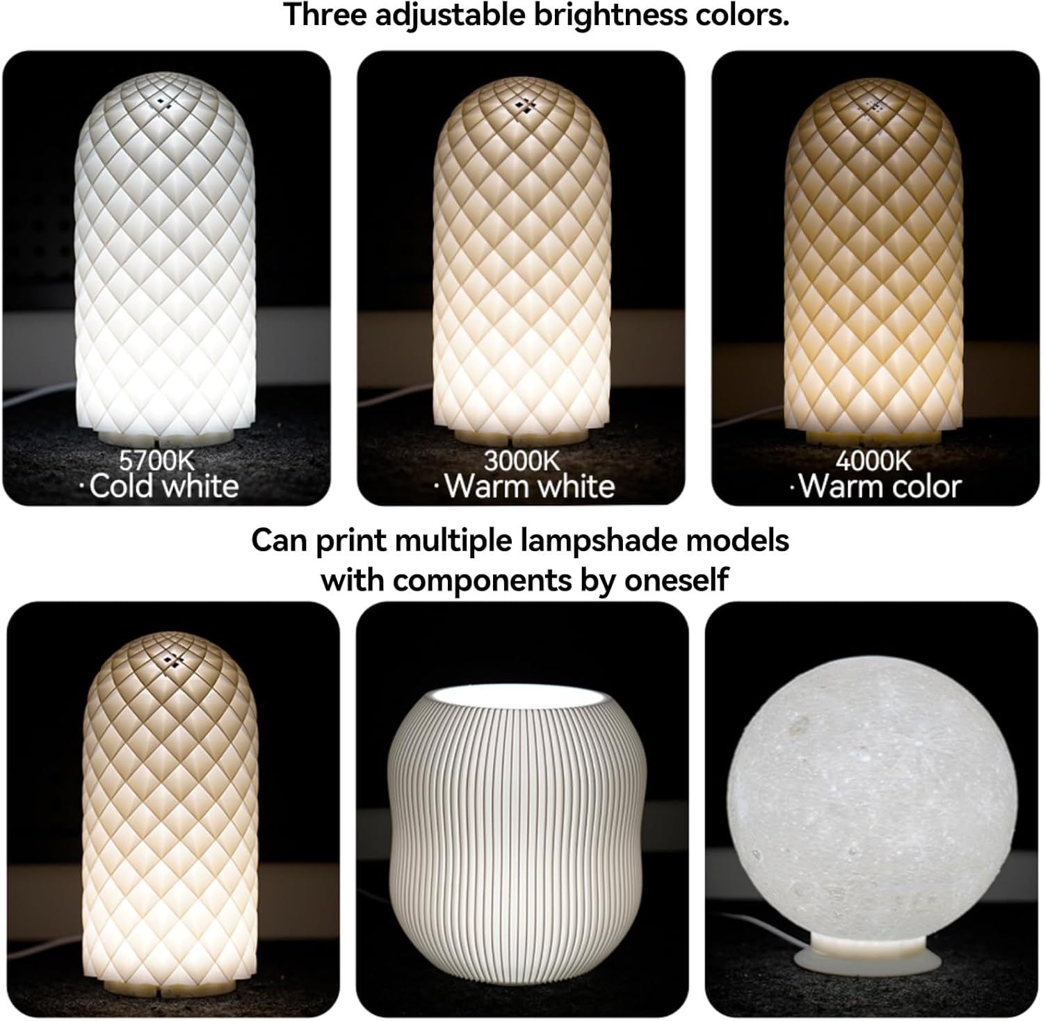 LED Lamp Kit 001 Three Colors for Bambu Lab H2D/X1/P1P/A1 Mini Makerworld for Anycubic Makeronline 3D Printer Light DIY Hardware Model Spare Parts 5V USB Powered, 3000K Warm Light image number 1