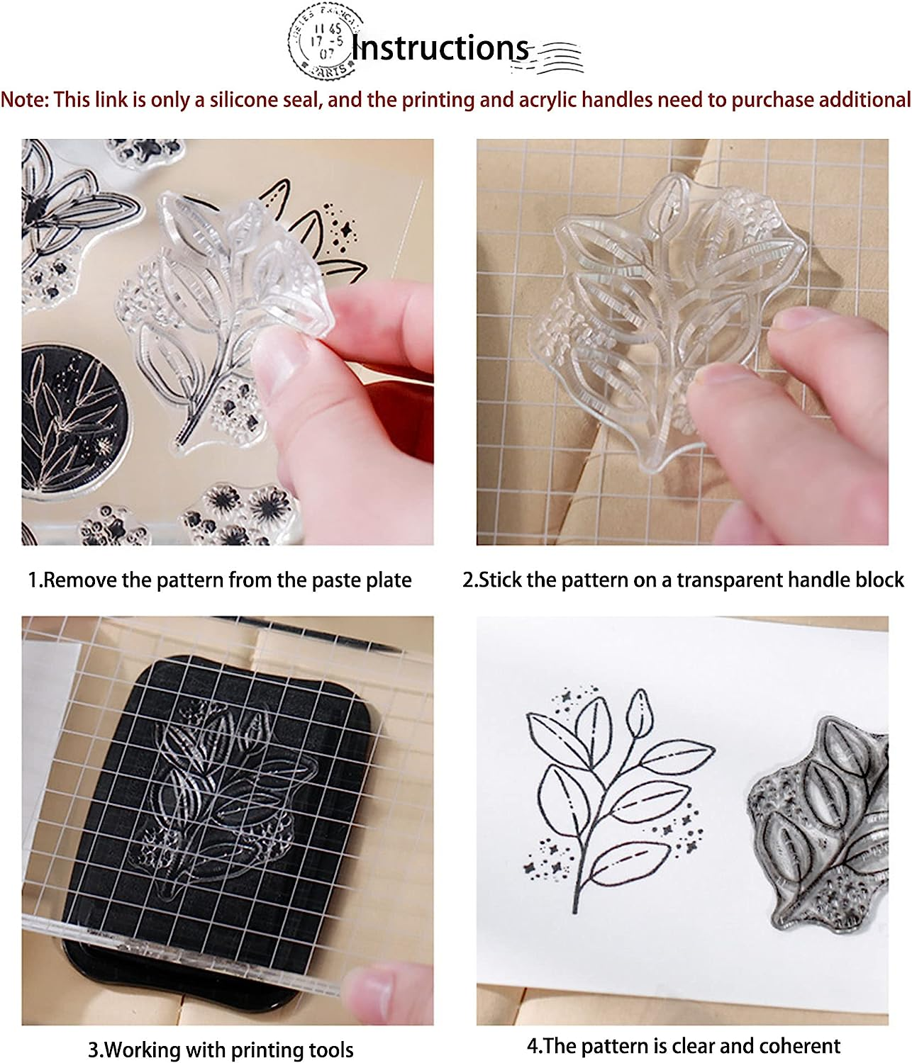 Muulaii 6 Sheets Clear Stamp Silicone Stamp Cards with Greeting Words, Flowers, Leaves, Butterflies, and Moons Pattern for Thanksgiving Christmas Holiday Card Making and DIY Scrapbooking Journaling image number 3