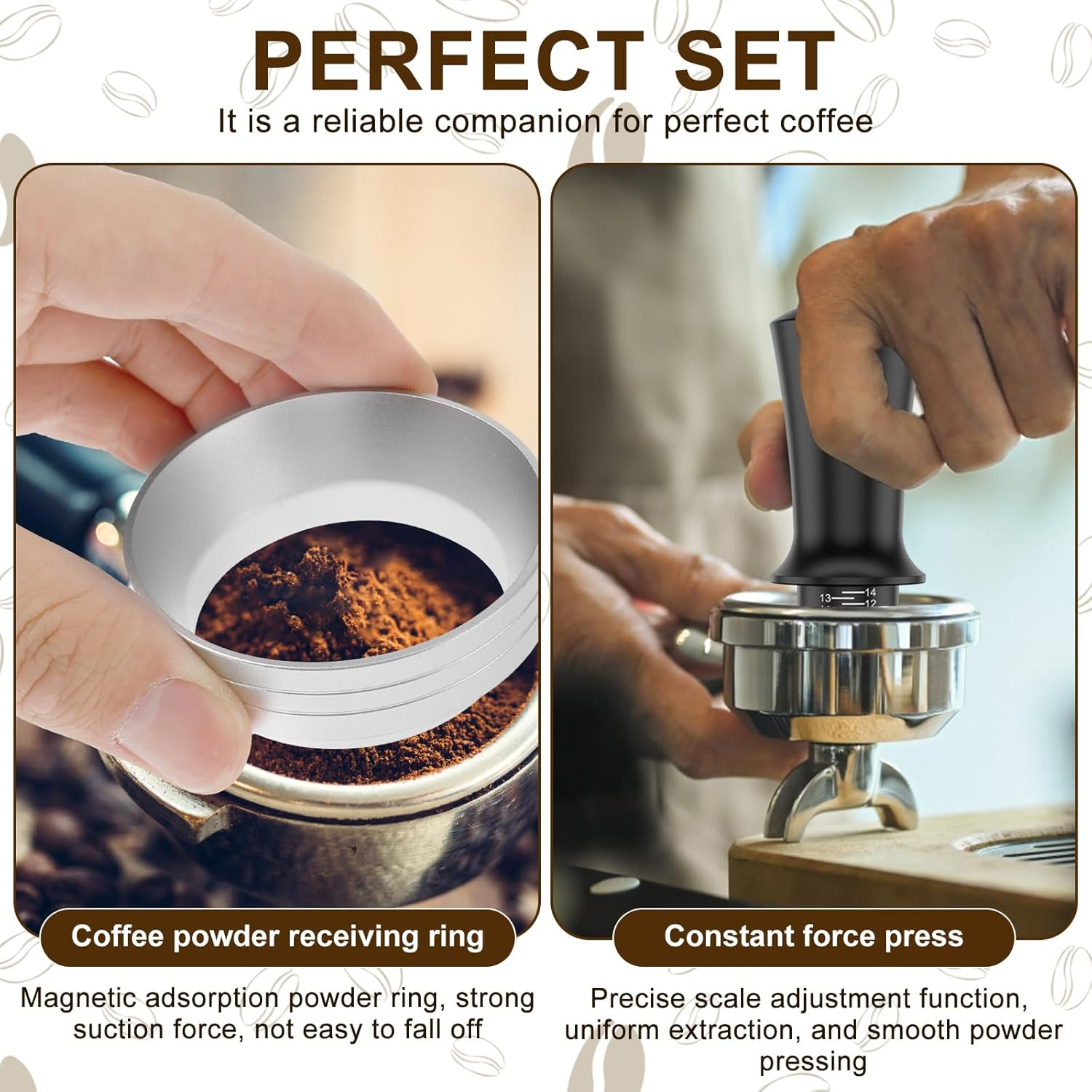 Coffee Tamper Set 51Mm Espresso Accessories Kit, Stainless Steel Spring Loaded Calibrated Adjustable Fits Espresso Coffee Machines and 51 Mm Portafilters image number 2