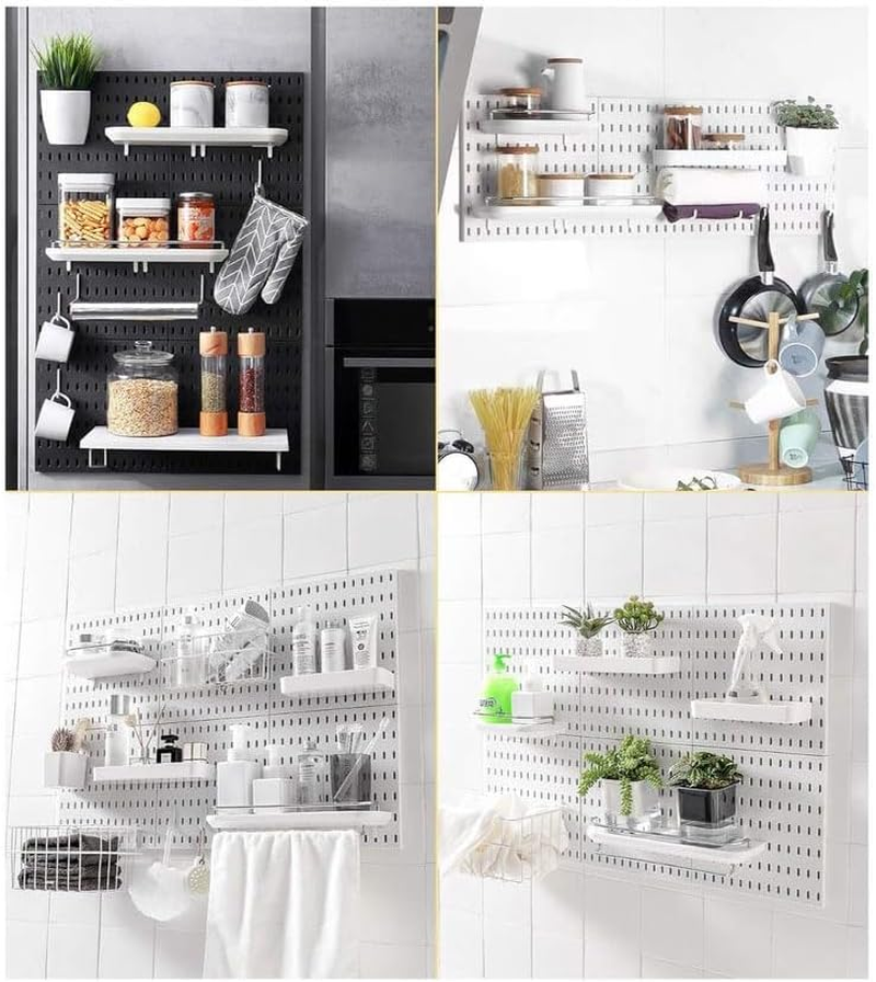 Wall Pegboard Organiser Kit, 90X42 Cm, White, 3 Panels with 17 Accessories, Home Office Storage System image number 6