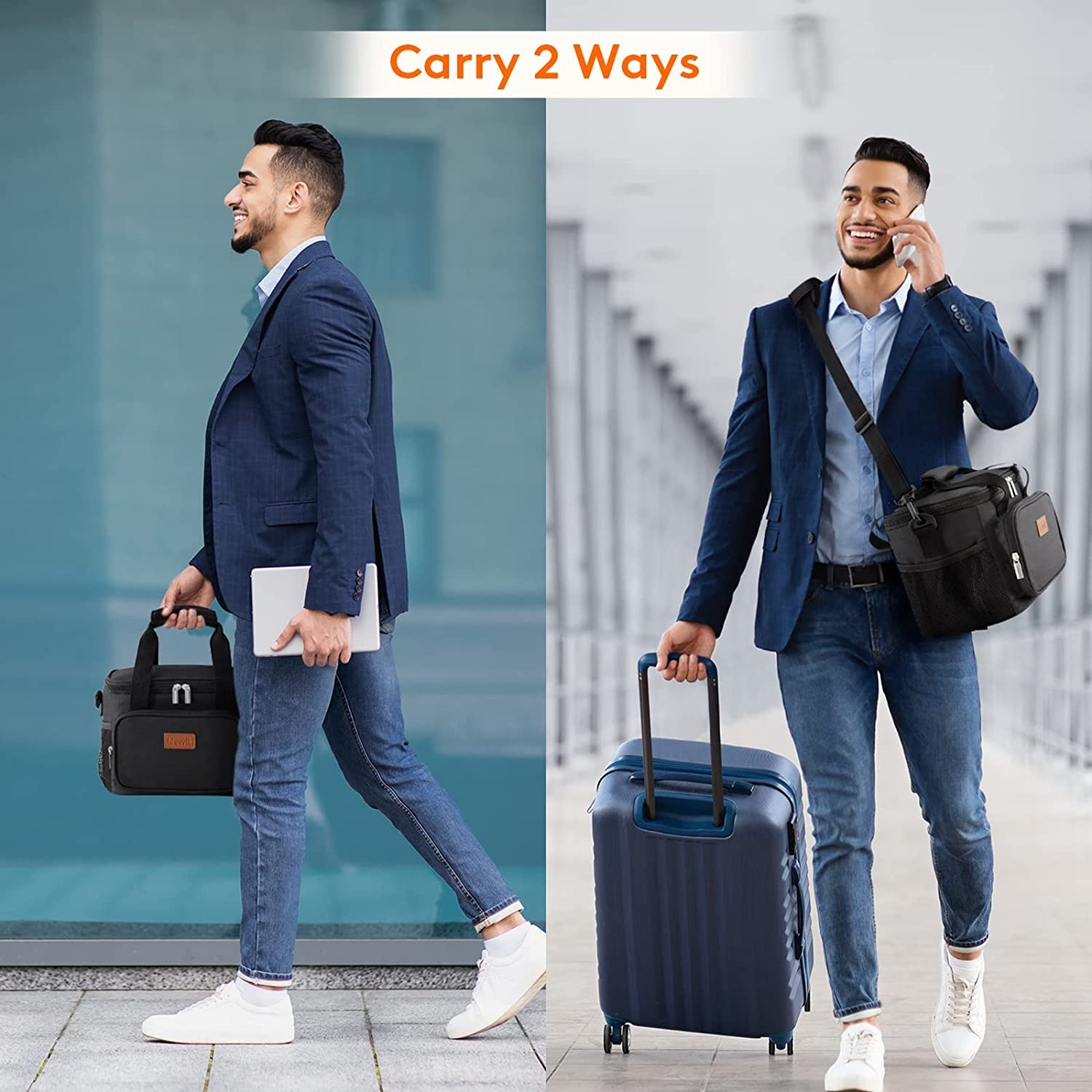 Lifewit Large Lunch Bag Insulated Lunch Box Leakproof Soft Cooler Cooling Tote for Adult Men Women, Waterproof Reusable Lunch Bags for Work Office Outdoor Picnic Camping, Black, 12-Can (8.5L) image number 4