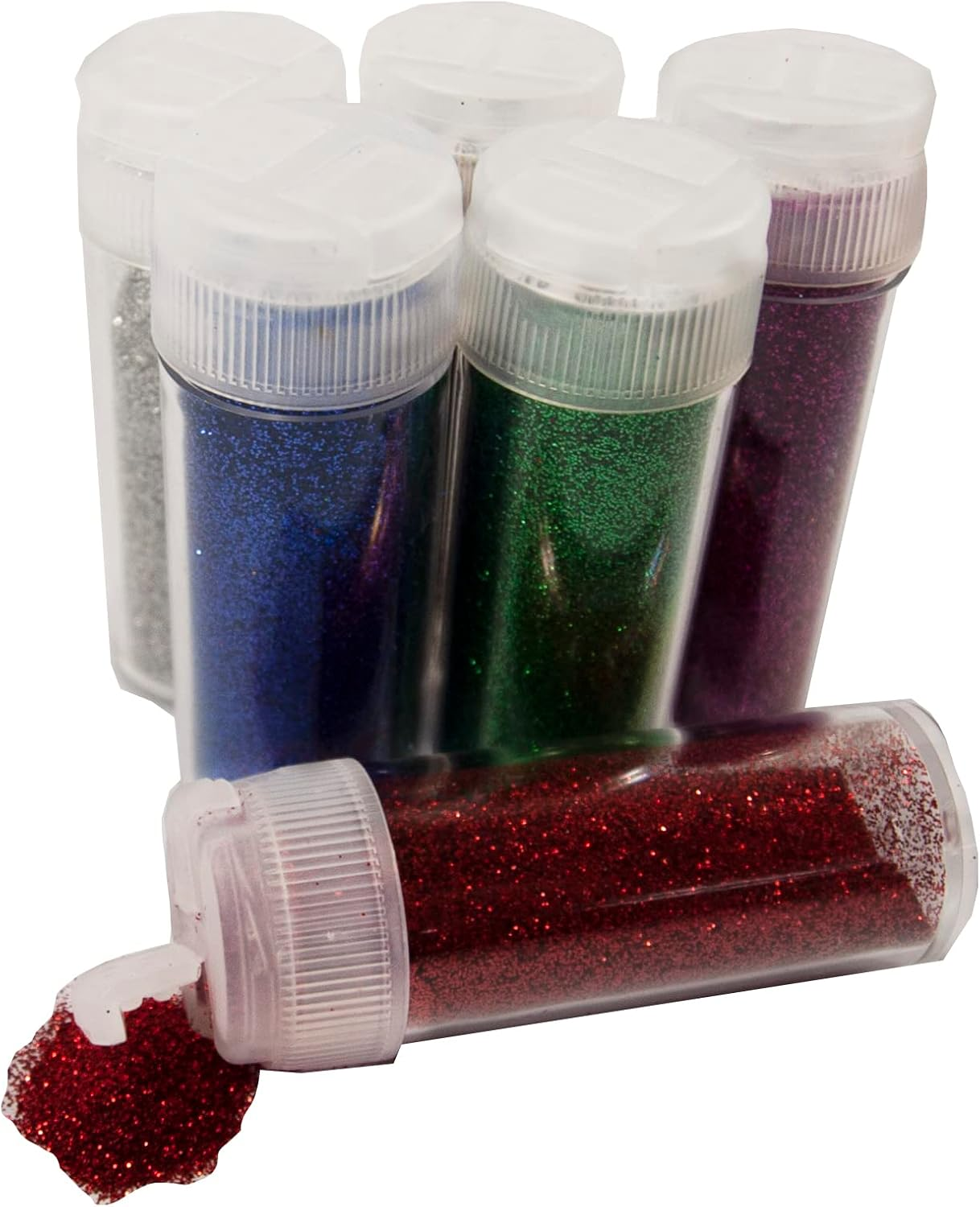 Rainbow Biodegradable Glitter Vials, Assorted (Pack of 6) image number 2