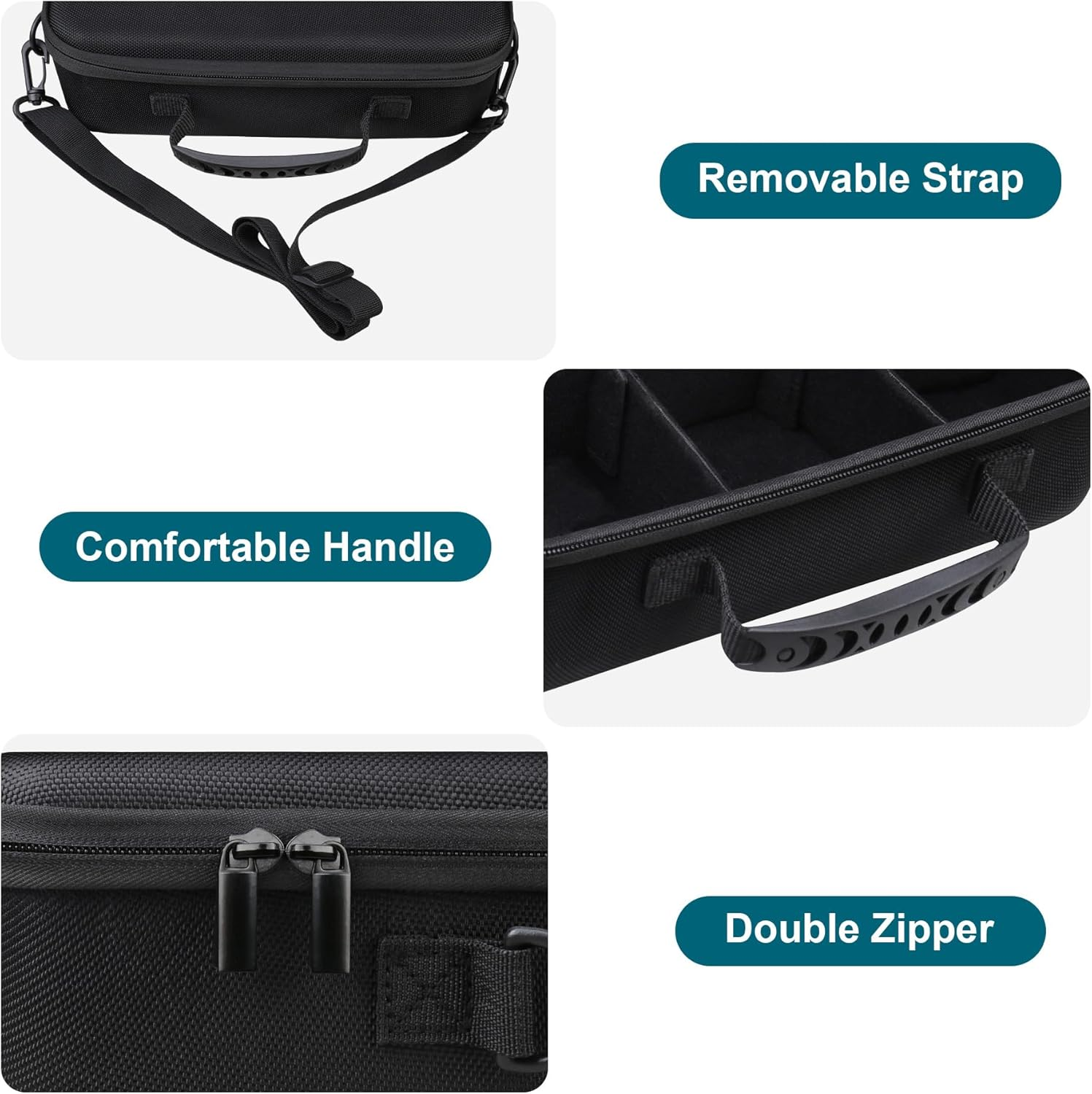 Canboc Carrying Case for Canon EOS Rebel T7/ R50/ R50 V/ R6 Mark II/ R100/ R8/ R7/ R5/ 90D/ 5D Mark IV DSLR Camera and 18-55Mm Lens, Camera Bag with 5 Pieces of Dividers and Shoulder Strap, Black image number 6