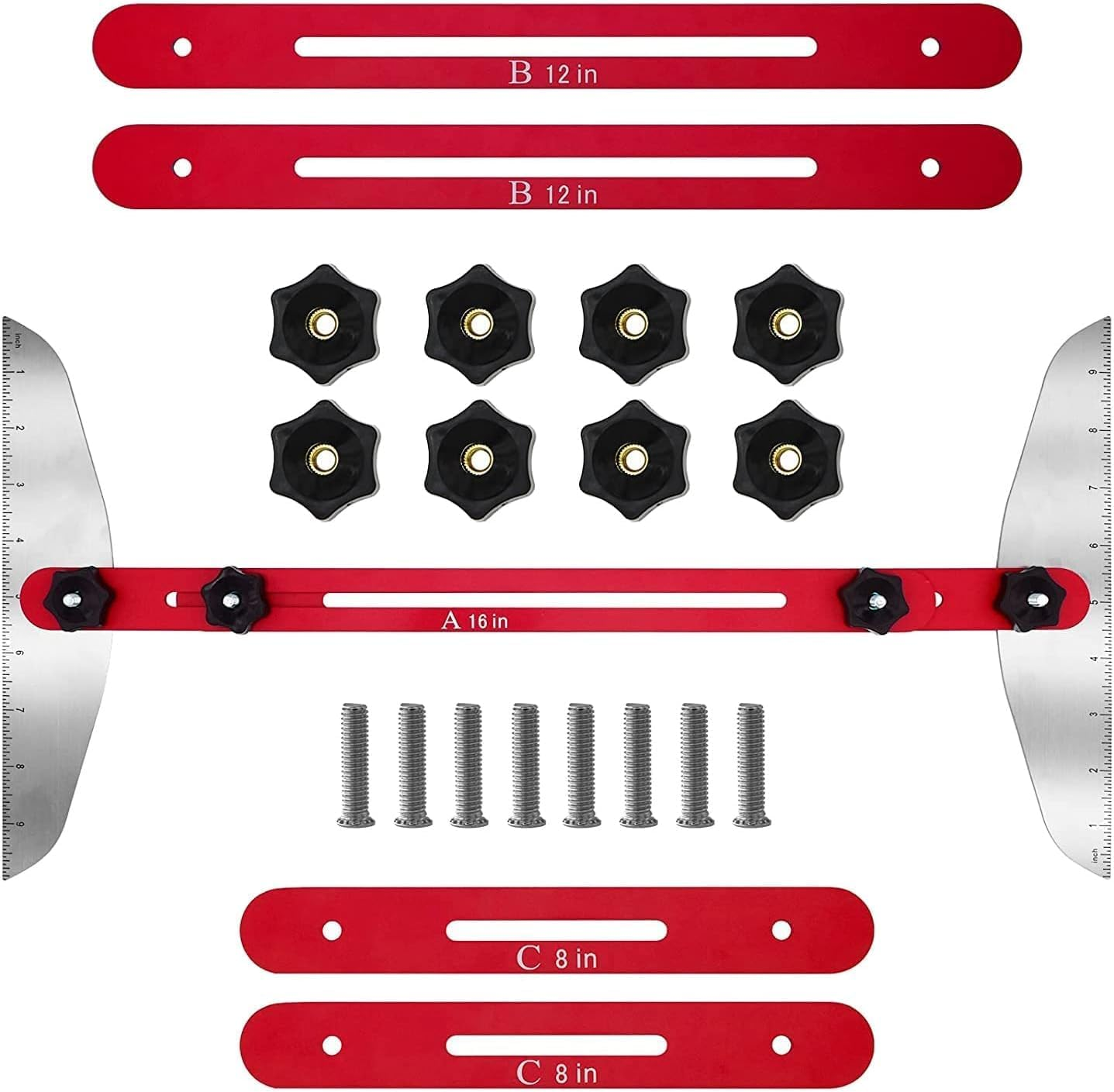 Stair Treads Template Tool, Aluminum Alloy Stair Measuring Tool,Adjustable Stair Jig, Stair Gauge Tool,Shelf Scribe Layout Tool for Stairs,Risers,Shelf and Cutting Drywall (Blue)
