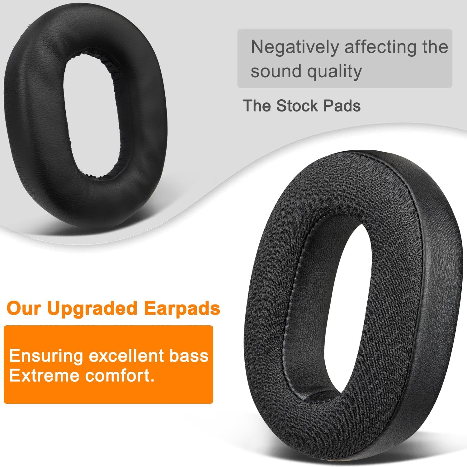 SOULWIT Mesh Fabric Replacement Earpads for Plantronics Backbeat FIT 6100 (FIT6100) Wireless Bluetooth Headphones, Ear Pads Cushions with Noise Isolation Foam, Added Thickness - Black image number 3