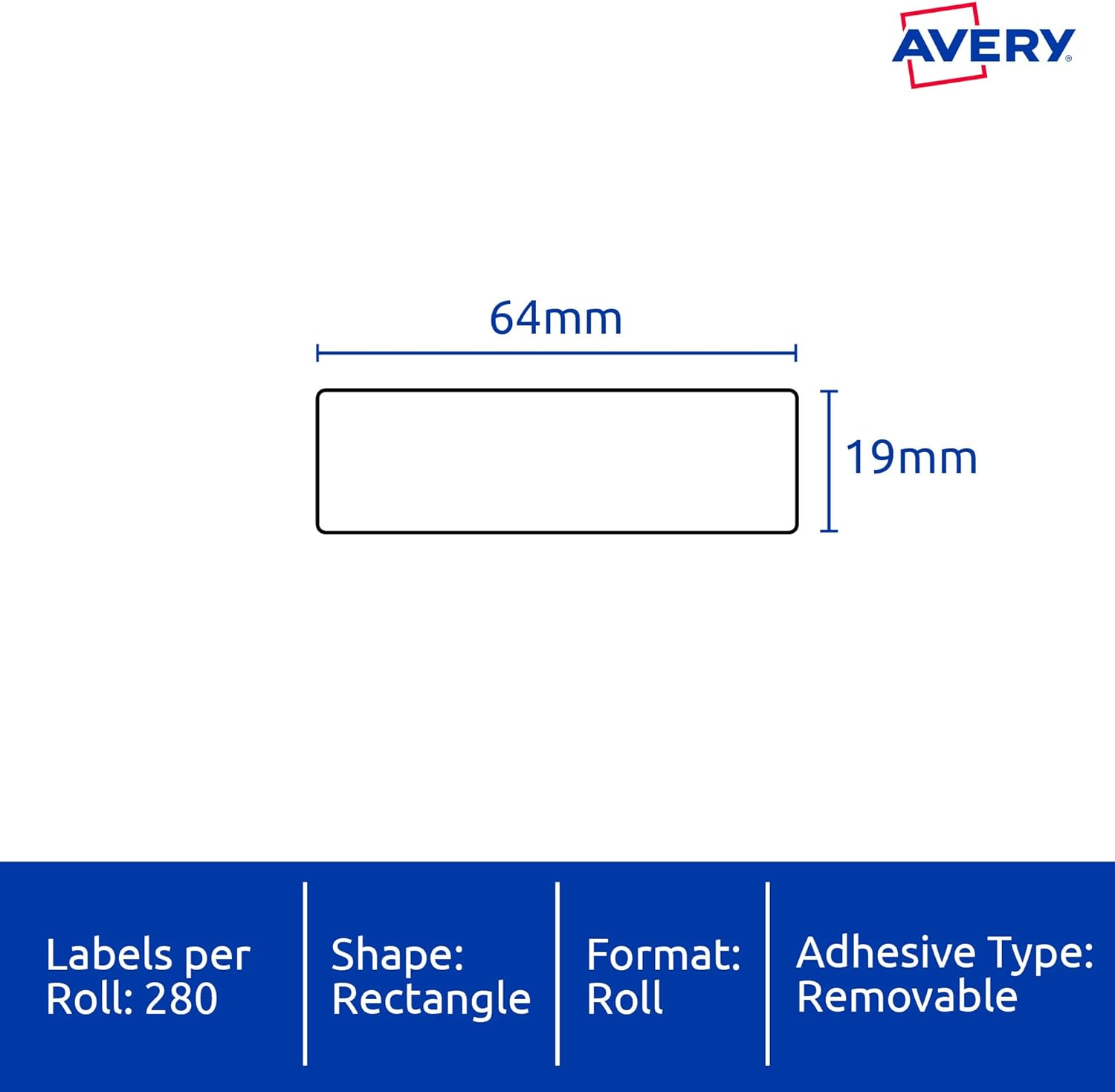 Avery Rectangle Dispenser Labels - Removable Price Stickers - Identification Labels - Office Supplies - White, 64 X 19 Mm, 280 Labels / 1 Roll (937218)