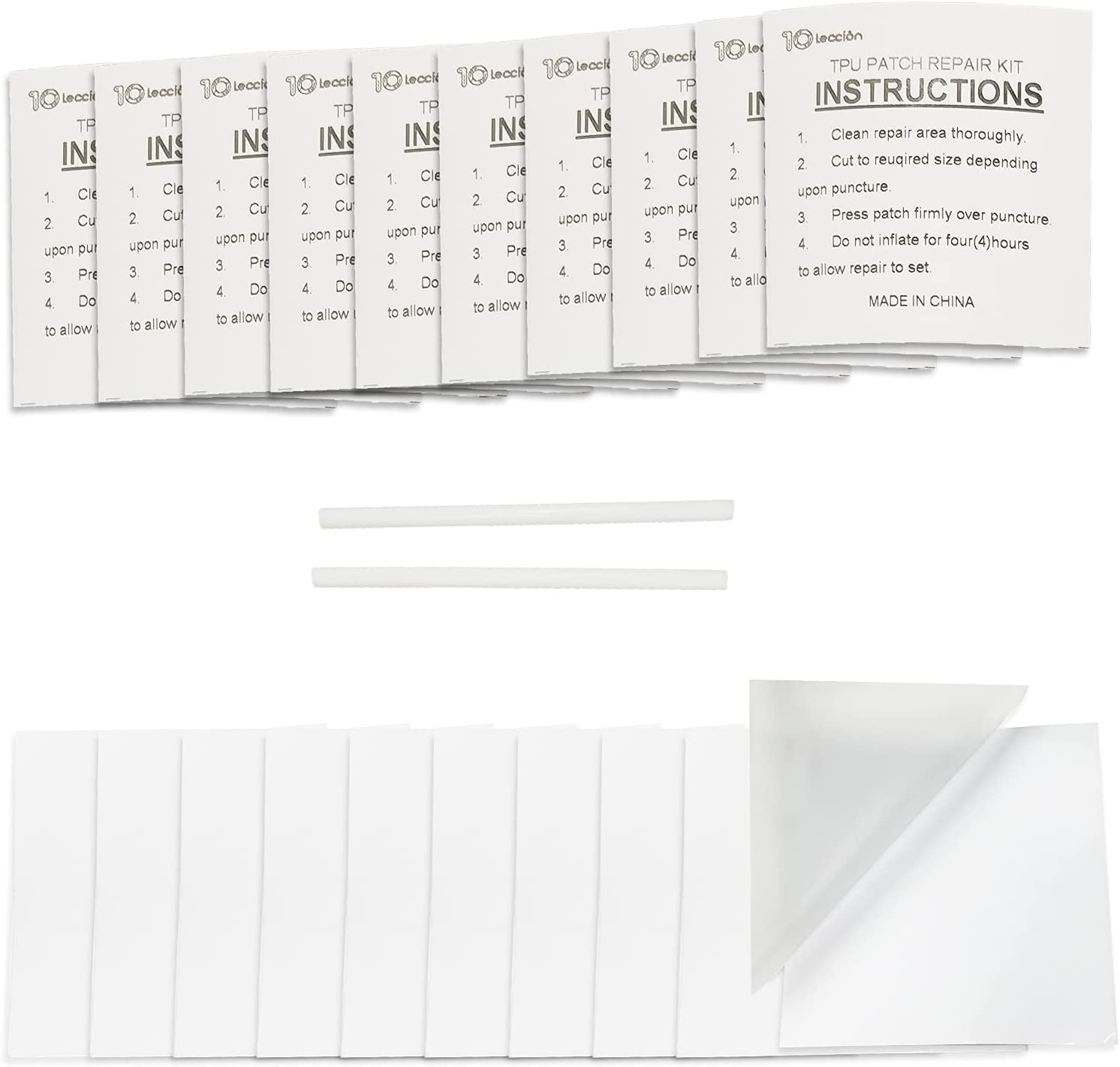 10Leccion 20 Pack of TPU Pool Patch Repair Kit for Air Mattress, Swimming Pool, Bounce House, Tent, Canvas, Canopy, Floats, Tubes Bed and Inflatable Toys with 2 Pieces Plastic Deflate Tubing image number 1