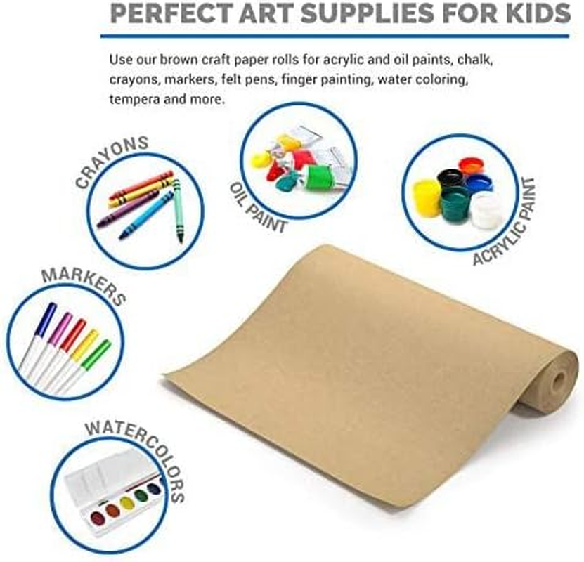 Recycled Kraft Paper,Brown Kraft Paper Roll, Craft Paper,Wrapping Paper,Natural Recyclable Perfect for Crafts, Art, Small Wrapping, Packing, Postal, Shipping (Brown, L) image number 4