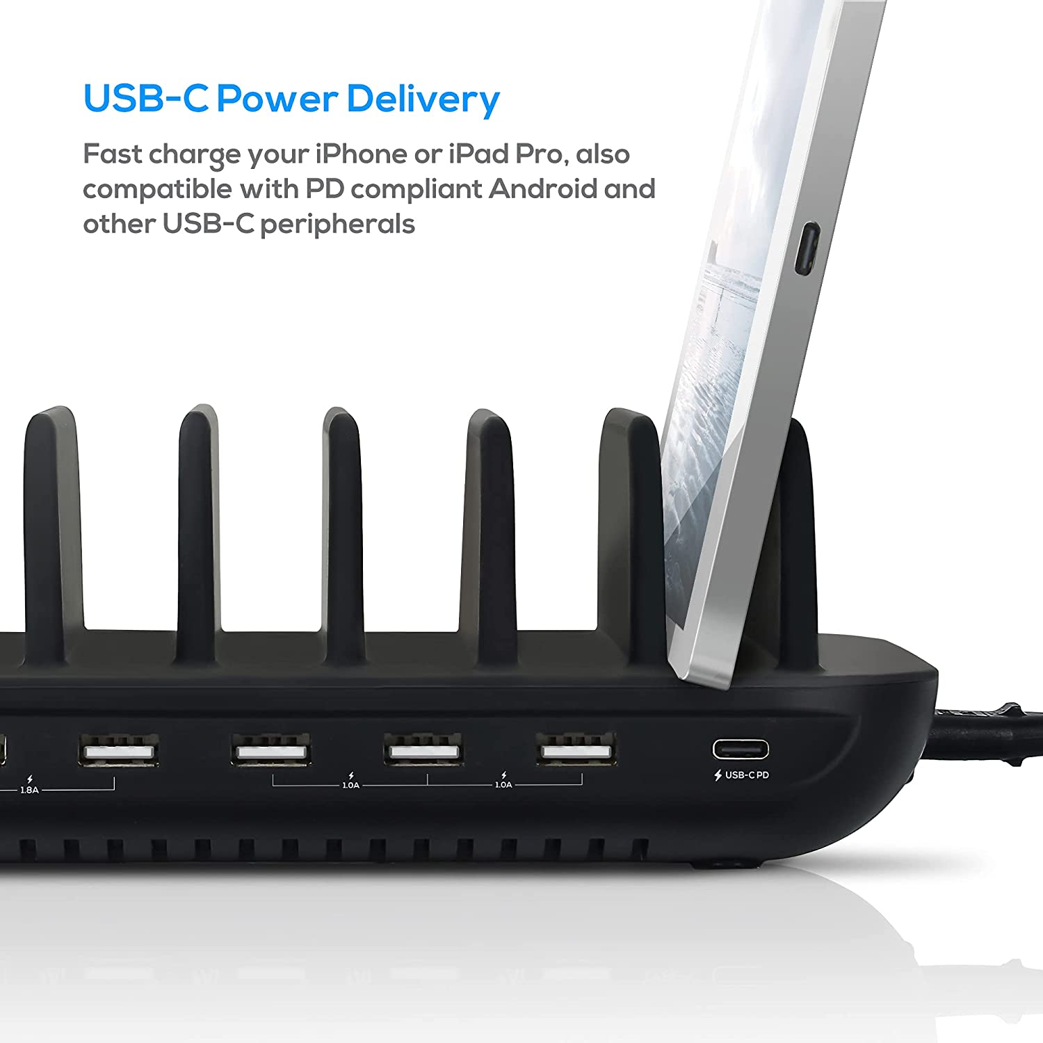 Mbeat Gorilla Power 60W 7 Port USB-C and USB Charging Station image number 5