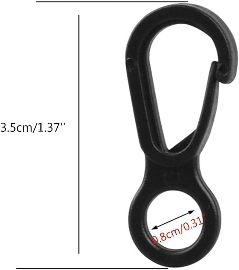 10Pcs Black Plastic Snap Clip Hook Camping Carabiner Buckle Multifunction Snap Hook Camping Equipment Tent Buckle Clips Tent Hooks for Lights Hanging to Canopy Outdoor Tent Tool Accessories image number 1
