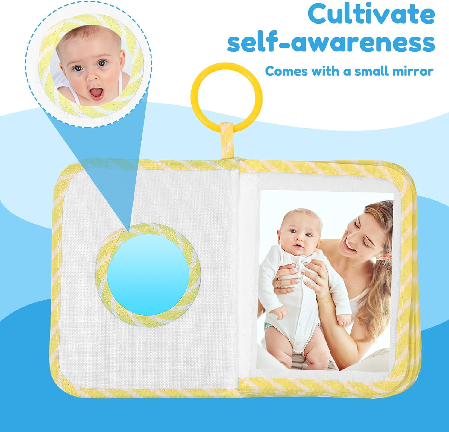 2 Pcs Baby'S My First Family Album,Soft Cloth Baby Photo Album with Safe Mirror,Cute Toddler Family Memory Book, Present Holds 17 6.3''X4.5'' Pictures for Kids Newborn Toddlers image number 3