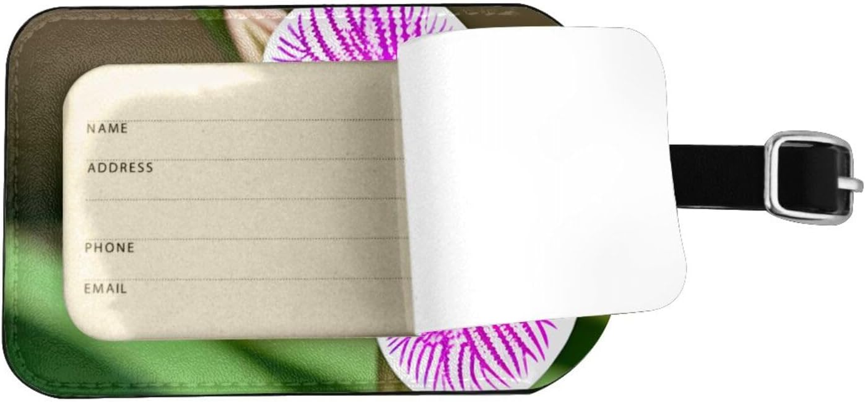 Orchid Print Elegant Tag Stylish Tag Luggage Tag 4.3 X 2.76 Inch for Suitcases Travel Bags image number 2