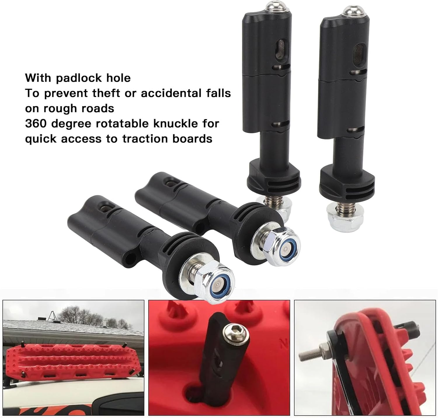 4Pcs Mounting Pins for Recovery Boards, High Safety Theftproof Lockable Safe Mount Pins Set with Password Lock, Compatible with Maxtrax MKII LITE and Mini Recovery Boards image number 6