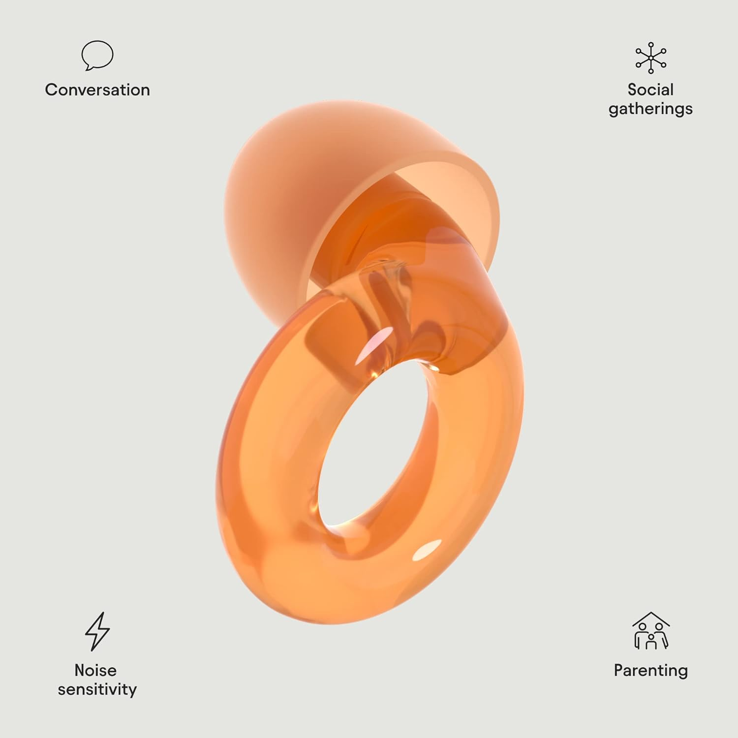 Loop Engage Solstice Earplugs for Conversation &ndash; Low-Level Noise Reduction with Clear Speech &ndash; Social Gatherings, Noise Sensitivity & Parenting &ndash; 8 Ear Tips in XS/S/M/L - 16 Db Coverage - Amber