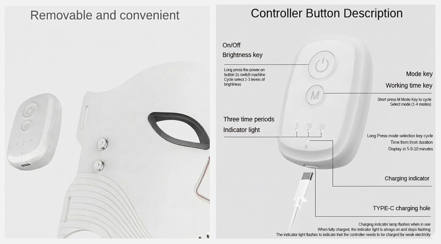 LED Light with Near-Infrared Therapy Face Mask- Red, Blue, Purple and Near-Infared Light Therapy for Face and Body with Wireless Controller image number 5