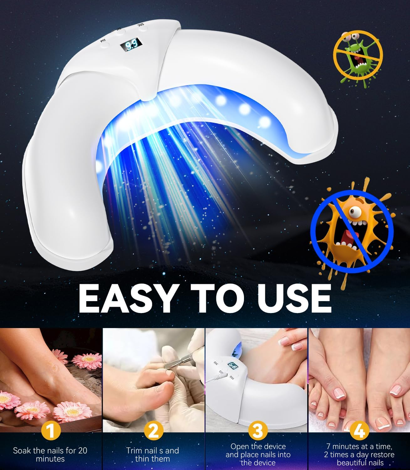 LOZLTX 5.0 Nail Fungus Laser Device, 99% Fungal Infestation Eliminated in 3 Minutes, Industry No. 1: Restoration of Healthy Nails and New Self-Confidence, Blue image number 6