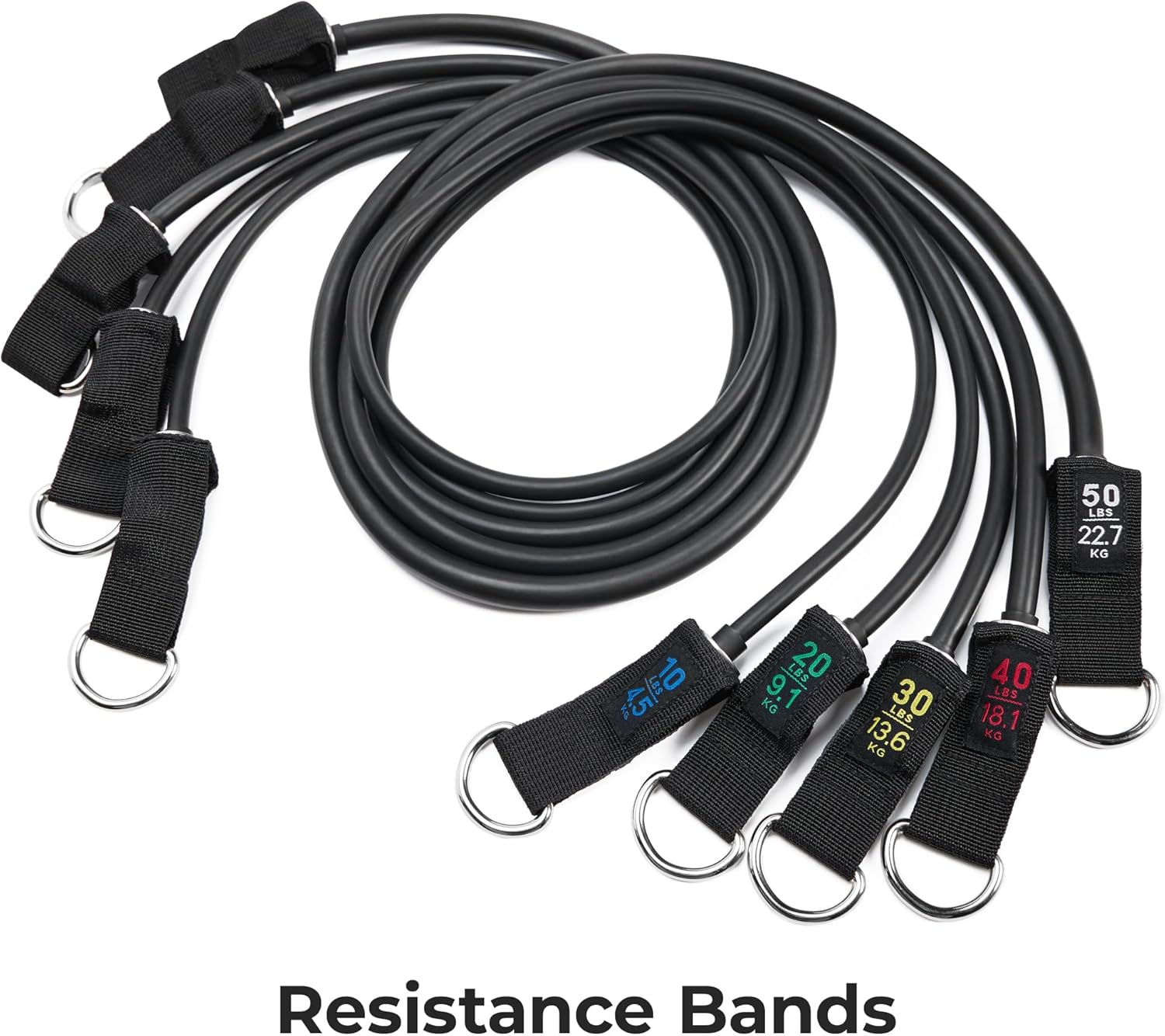 Sunny Health & Fitness Premium Resistance Band Set with Door Anchors, Wrist Straps, Handles Carry Bag Optional Padded Ankle Straps (Pair) for Strength Training, Booty Workout, Lower Body Exercises image number 5