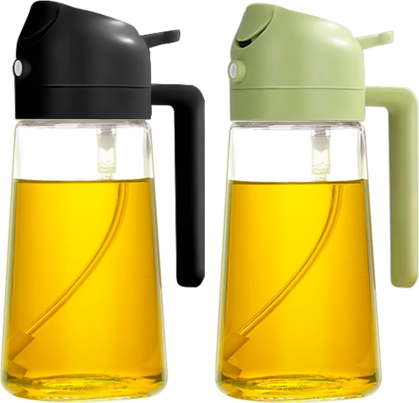 GHOST MONKEY Oil Sprayer for Cooking, 2 in 1 Olive Oil Dispenser Bottle for Kitchen, 470Ml Glass Oil Bottle with Premium Nozzle, Food-Grade Oil Mister for Air Fryer, Salad, Frying, BBQ (GREEN) - Black image number 5