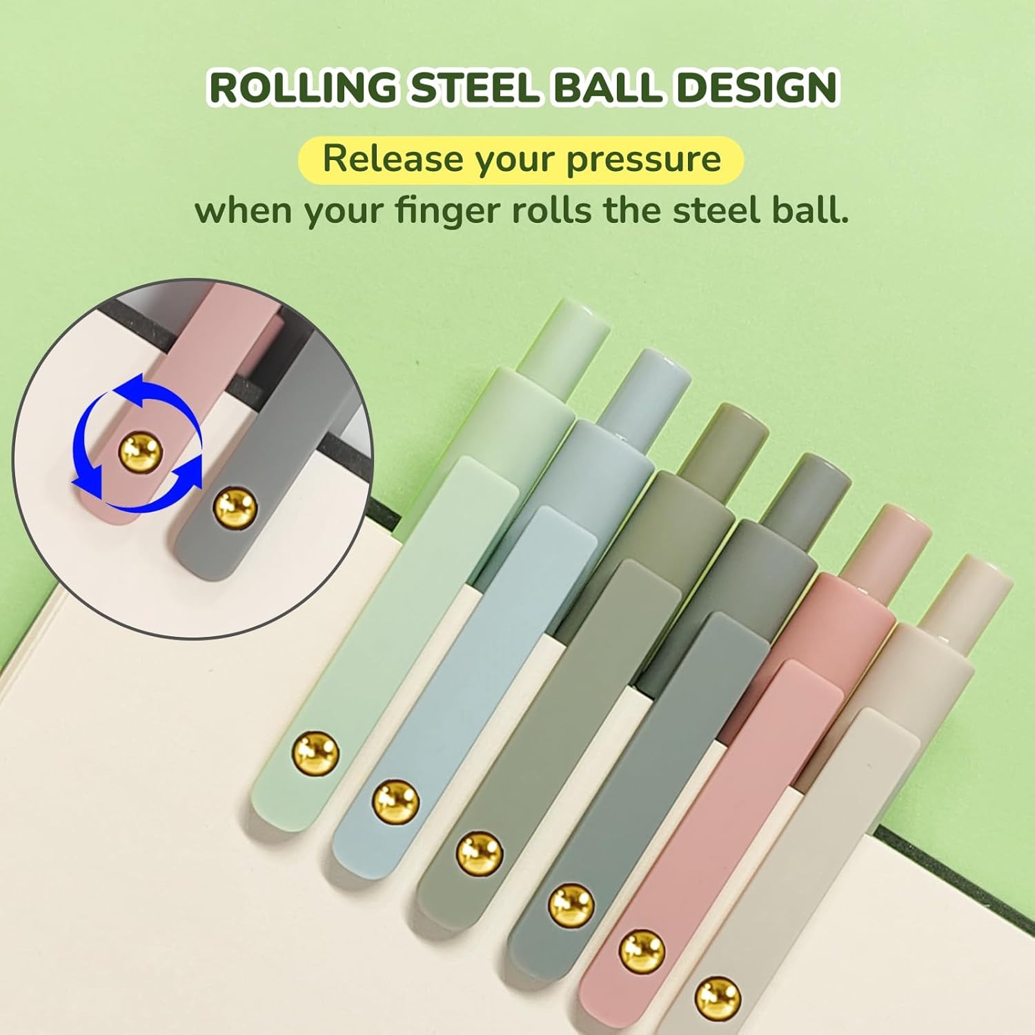 UIXJODO Gel Pens, 6 Pcs Black Ink Pens for Women, 0.5Mm Fine Point Smooth Writing Pens, High-End Series Retractable Pens for Journaling Note Taking (6 Pcs Gold Morandi)