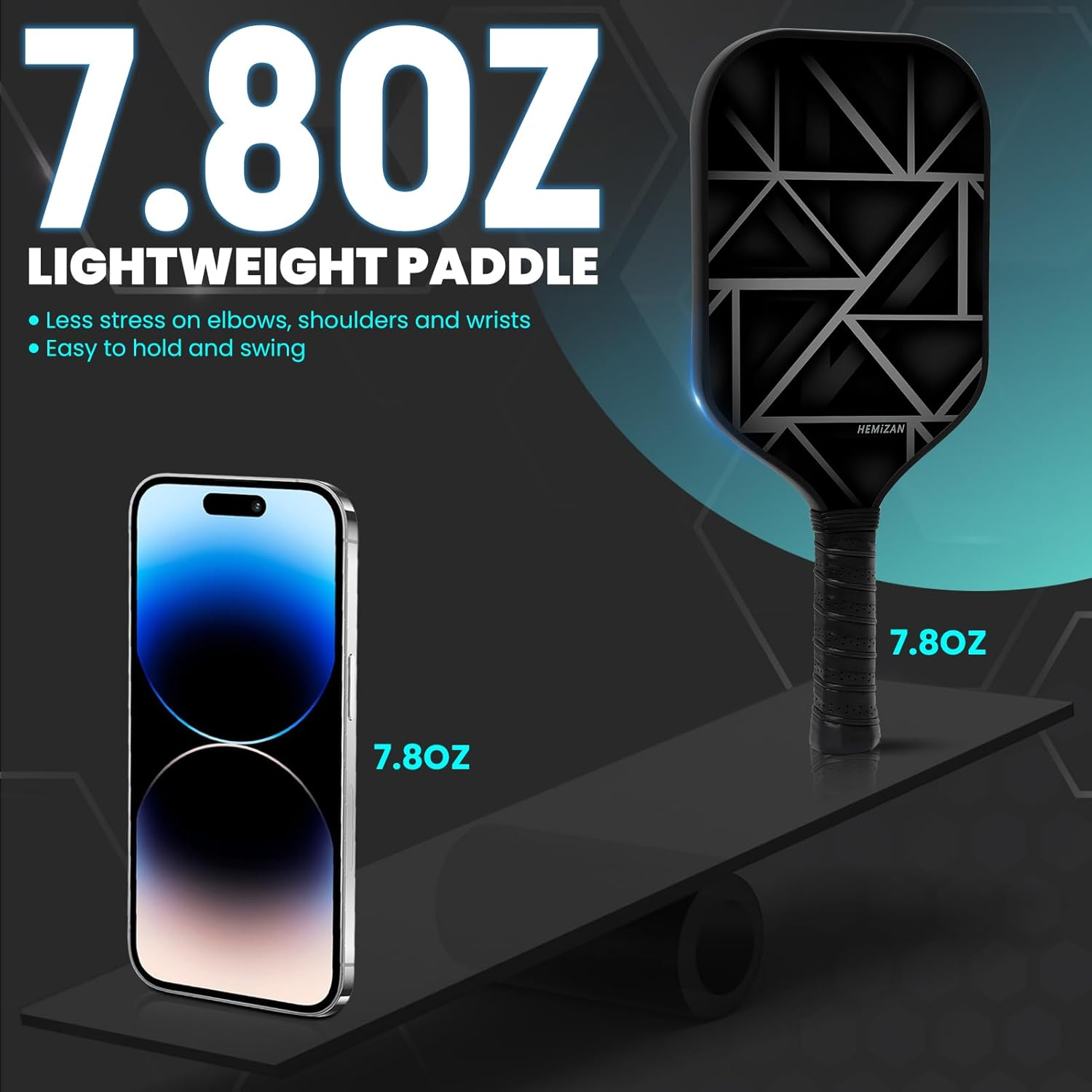 Carbon Fiber Pickleball Paddle - Pickleball Set of Pickle Ball Rackets with Eraser Cleaner and Bat Cover by HEMIZAN image number 2