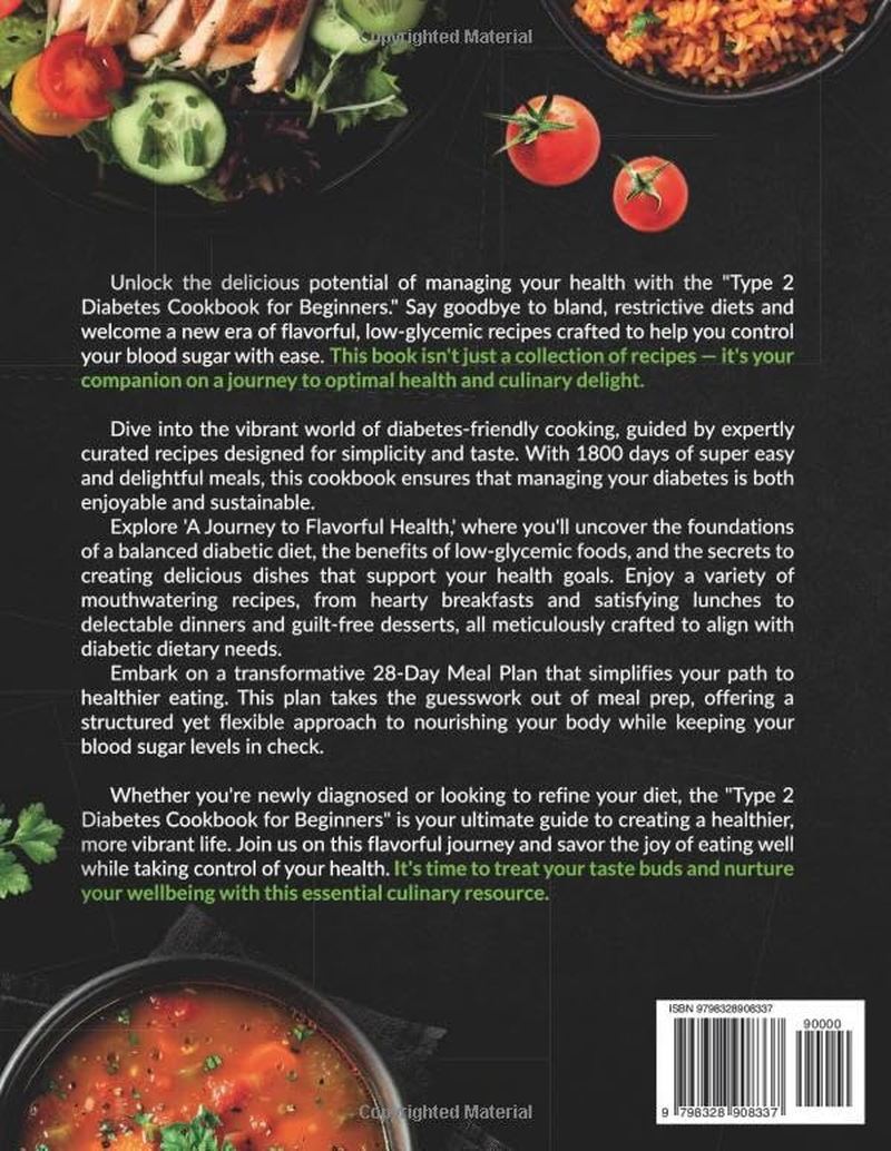 Type 2 Diabetes Cookbook for Beginners: 1800 Days of Super Easy, Flavorful, Low-Glycemic, Diabetic Recipes to Control Your Blood Sugar. Includes a 28-Day Delicious Meal Plan for Optimal Health image number 2