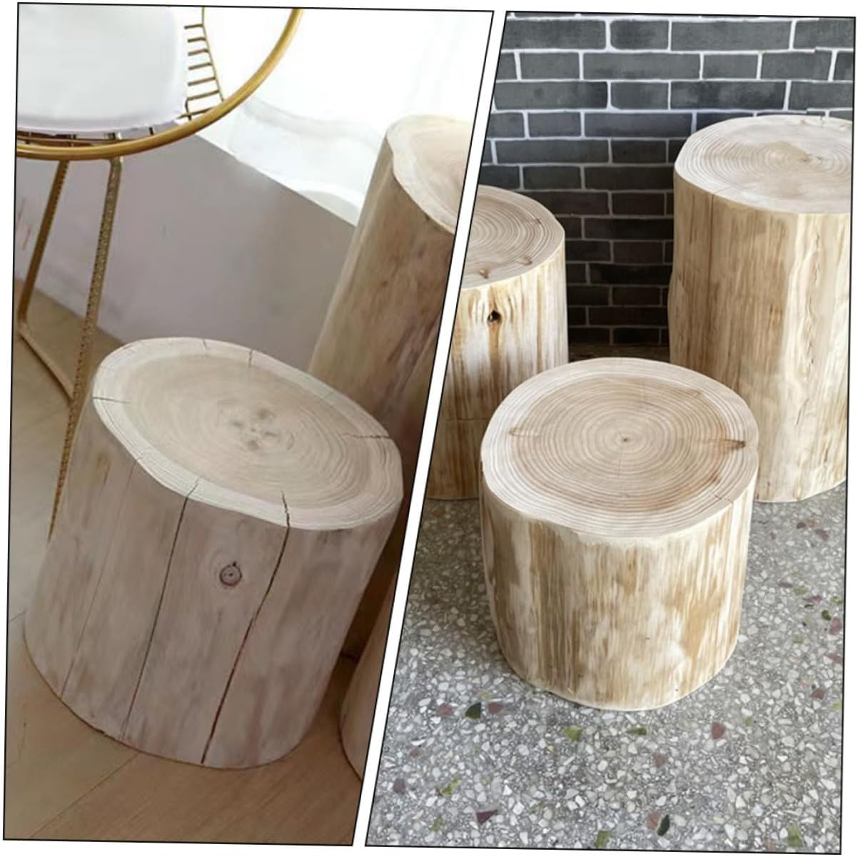 Gogogmee Natural Wood Stool Small Sturdy Tree Stump Stool for Shoe Changing Bedside Table Outdoor Use for Home Decor and Practicality image number 2