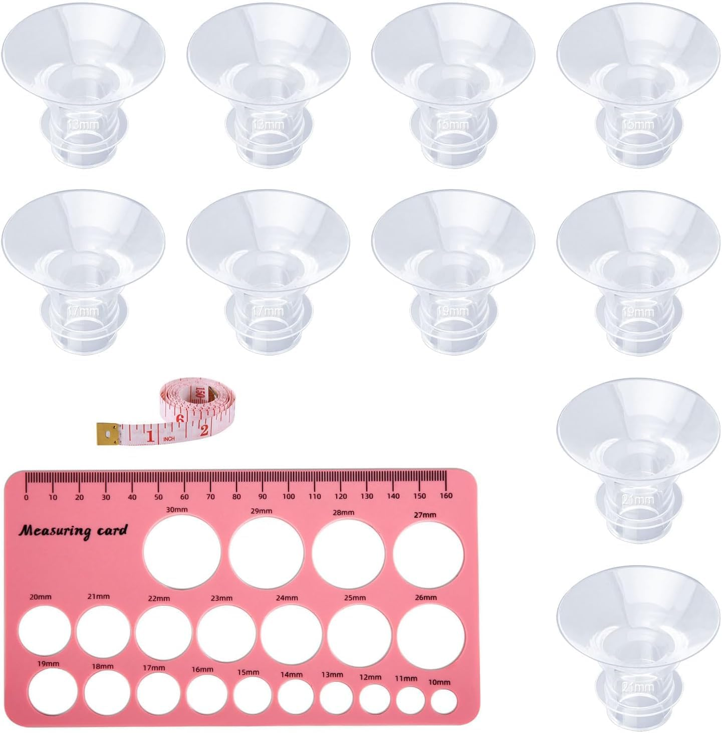 Breast Pump Flange Inserts with Soft Ruler & Nipple Ruler, 5 Sizes (13-21Mm) Silicone Replacements Breast Pump Accessories, Compatible with S1/S2/S9/S10/S12 Spectra & Momcozy Pumps (12 Pcs) image number 5