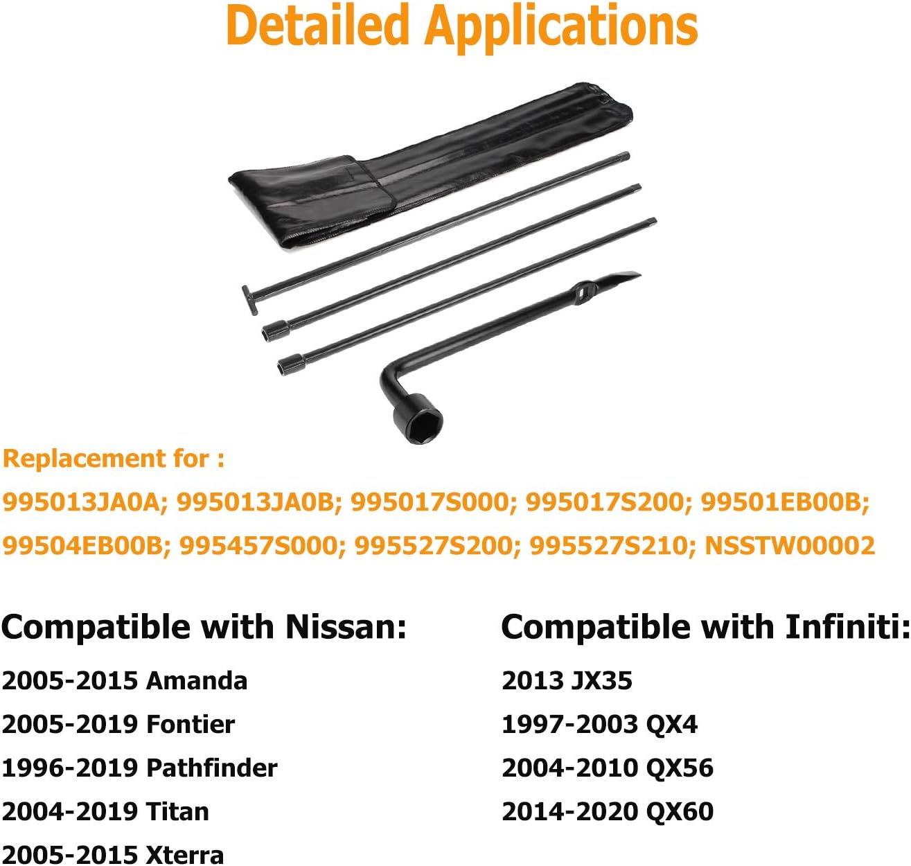 Dr.Roc Compatible with Spare Tire Tool Kit with Bag 2005-2019 Nissan Frontier Titan Pathfinder 2005-2015 Amanda Xterra and Infiniti 2013-2020 Select Models image number 1