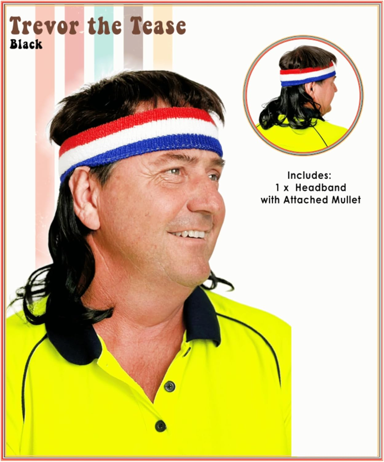 ALLAURA Mullet Headband Wig | 80S Wig Men Mullet Wig Men &mdash; One Size (Headband Included) (Black) - Blonde image number 5