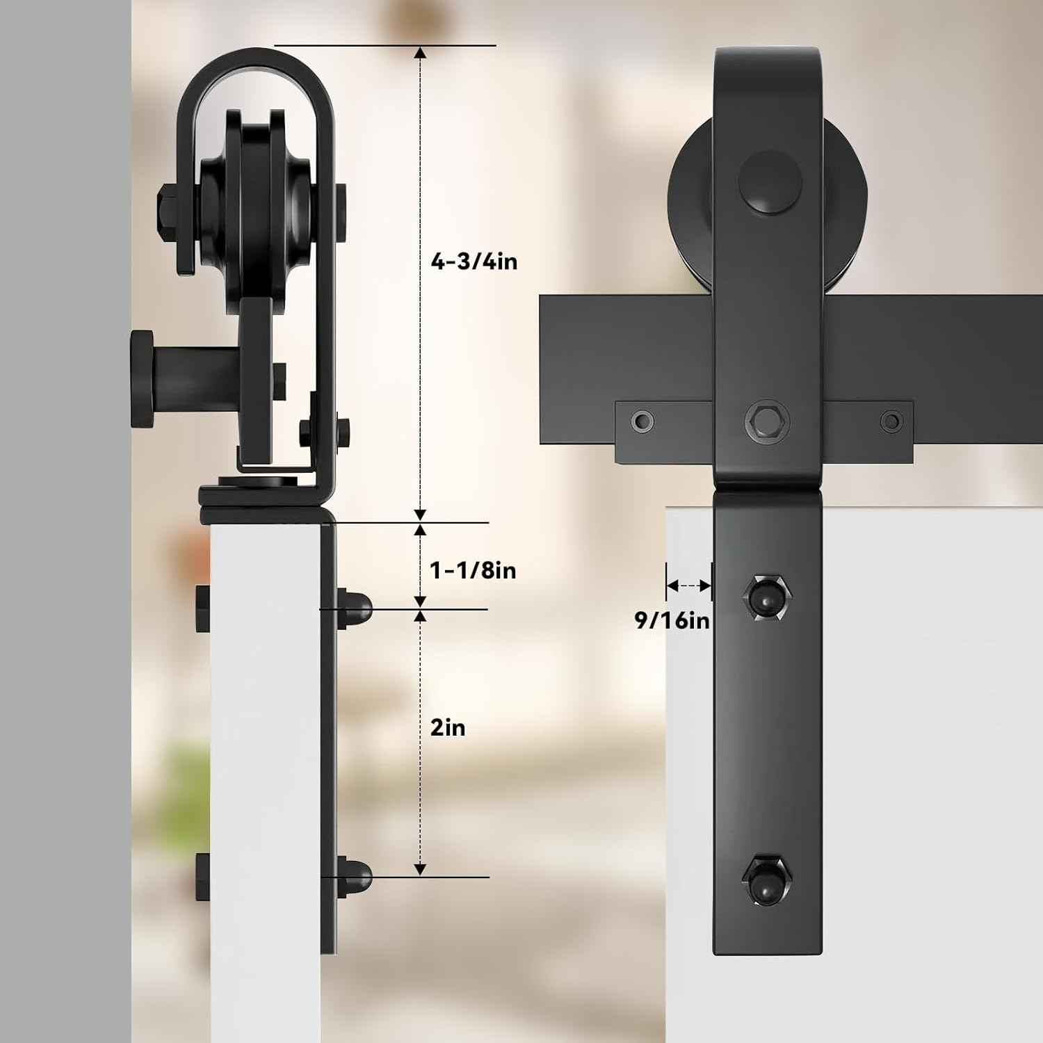 40IN/1M Bi-Folding Barn Door Hardware System, Bifold Barn Door Hardware Kit Bifold Door Hardware Bifold Closet Doors Bi Fold Door Hardware Kits Double Folding Doors for Closets, Bedrooms, Pantries image number 2