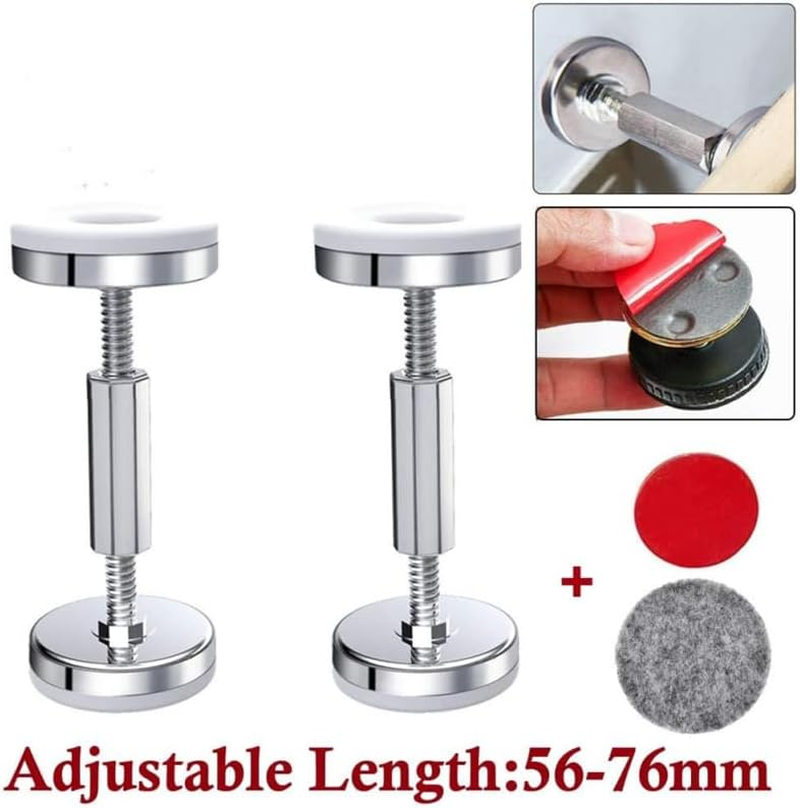 Ciieeo 2Pcs Stainless Steel Bedside Fixer Adjustable Anti-Sloshing Actuator Wall Stabilizer Sturdy Anti-Slip Tool for Home Bedroom for Bed Sofa and Chairs image number 3