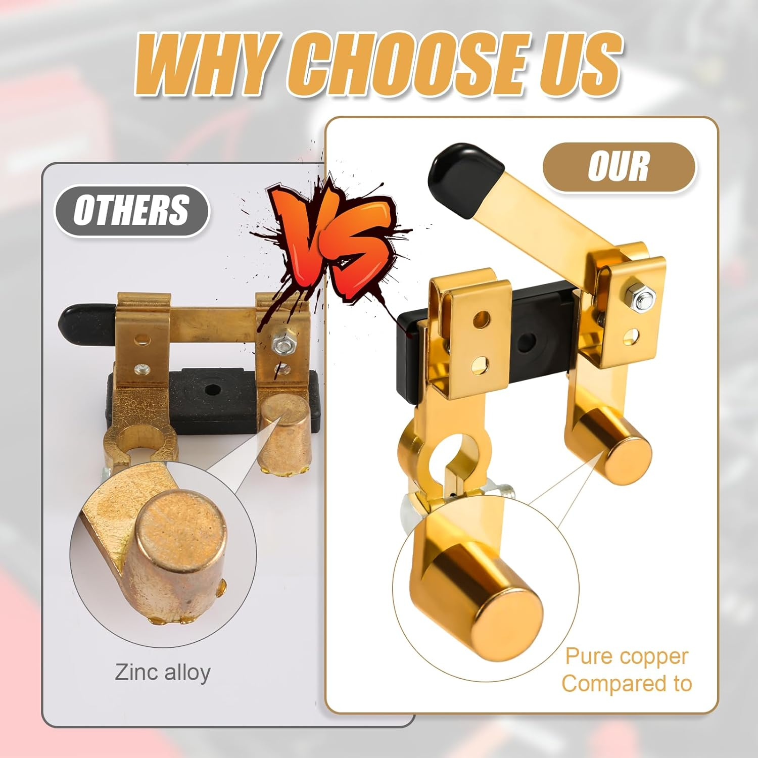 Battery Disconnect Switch, Top Post Knife Blade Master Switch Copper Negative Battery Disconnect Switch 12V 24V Battery Cut off Shut off Switch for RV Marine Car Boat (Horizontal) image number 3