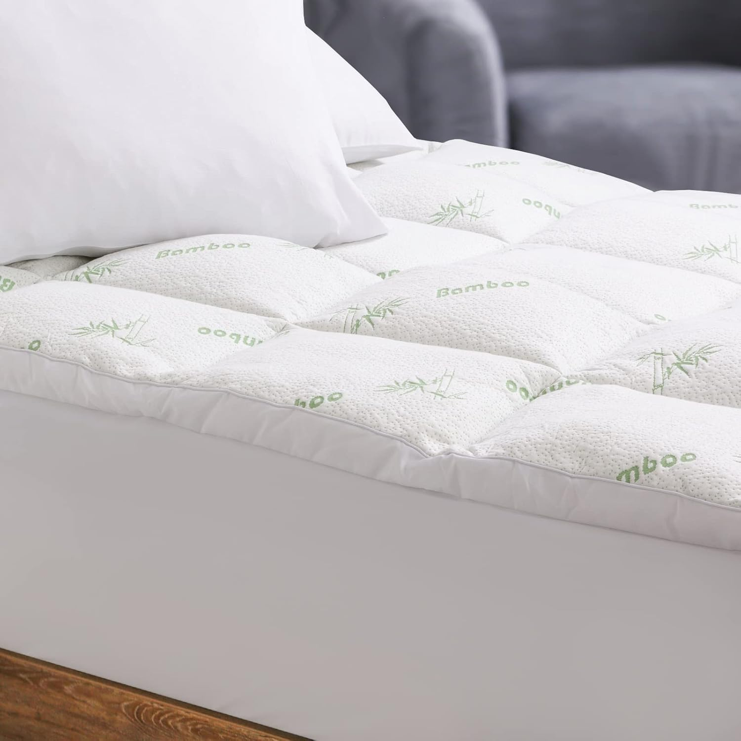Royal Comfort Mattress Topper Underlay 1000GSM Bamboo Covered Breathable Luxury Comfort (Double, White) image number 5