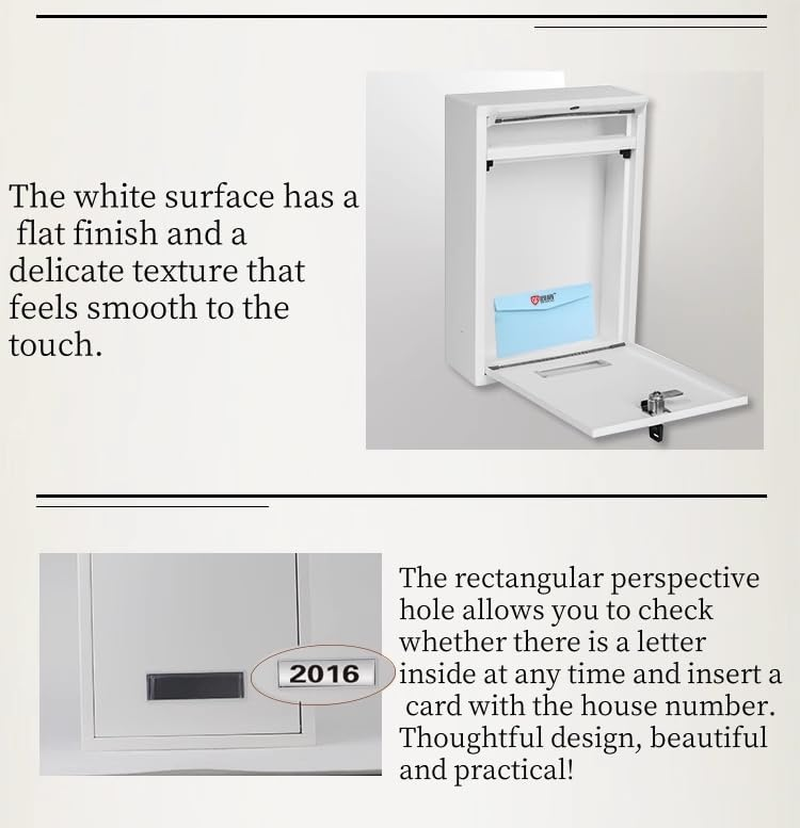 Wall Mounted Letter Mailbox with Combination Lock, Wall Mounted Locking Vertical Letters Newspapers Dropbox Mailbox Post Box Nameplate Large Capacity for Wall and Fence, Matt Black image number 4